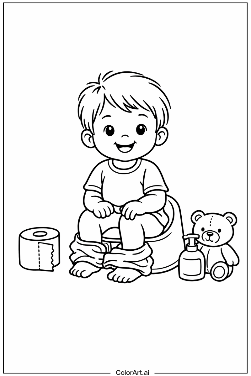 Toddler with Toddler potty training Theme