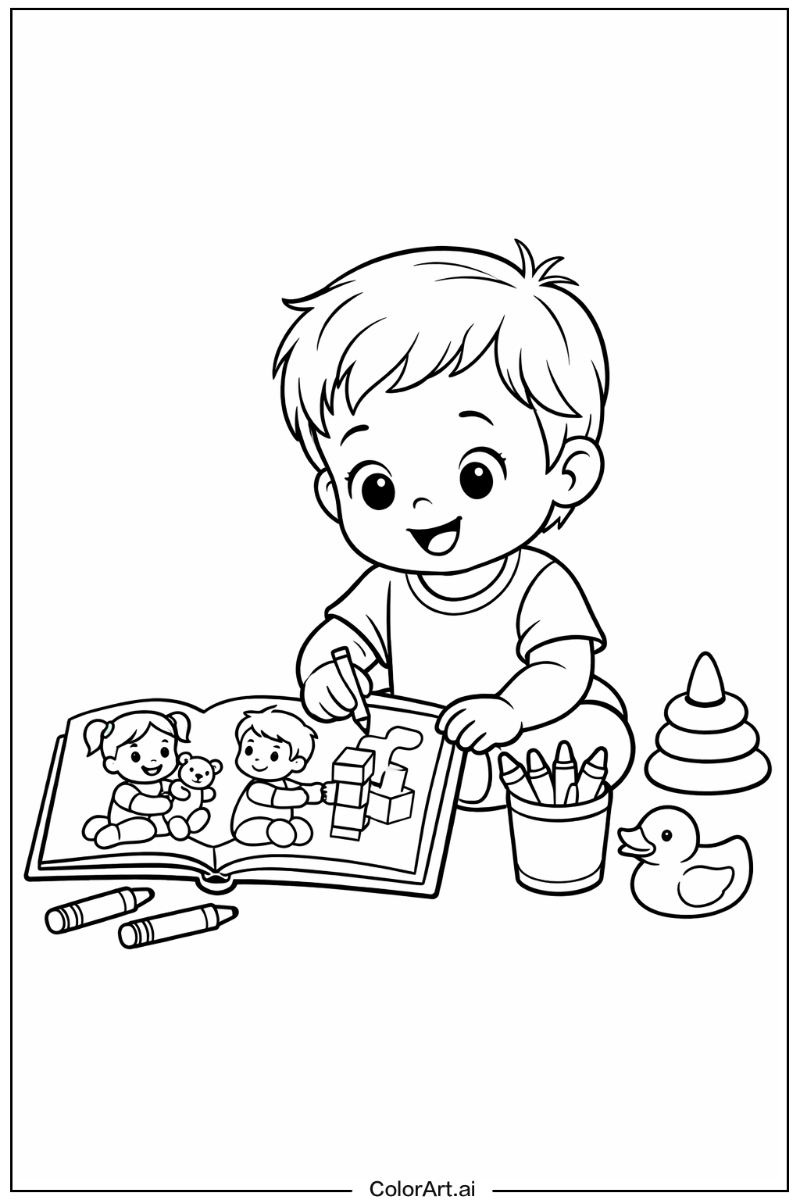 Toddler with Toddler coloring Theme
