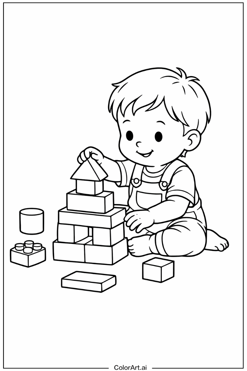Toddler with Toddler building blocks Theme