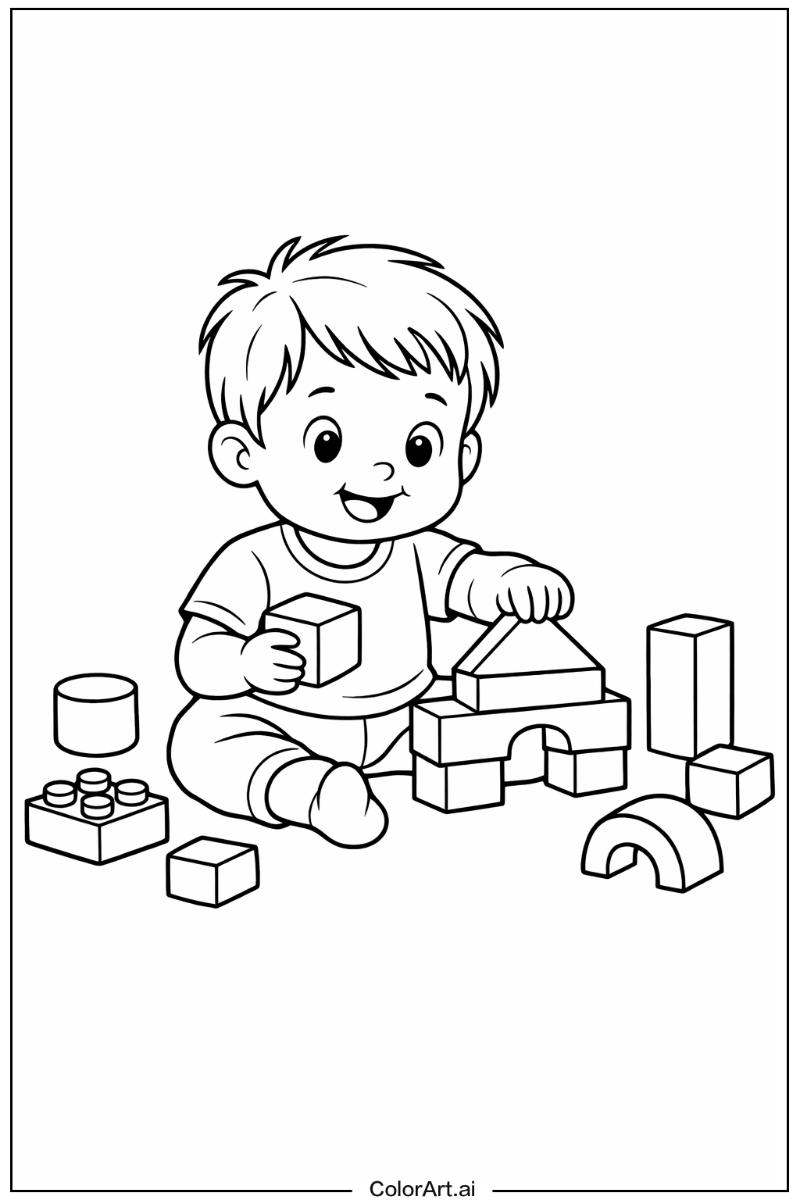 Toddler with Toddler building blocks Theme 2