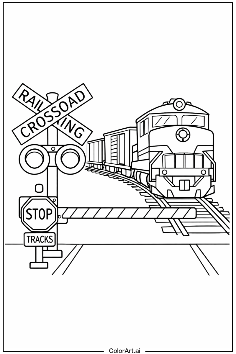 Railroad crossing Train Scene