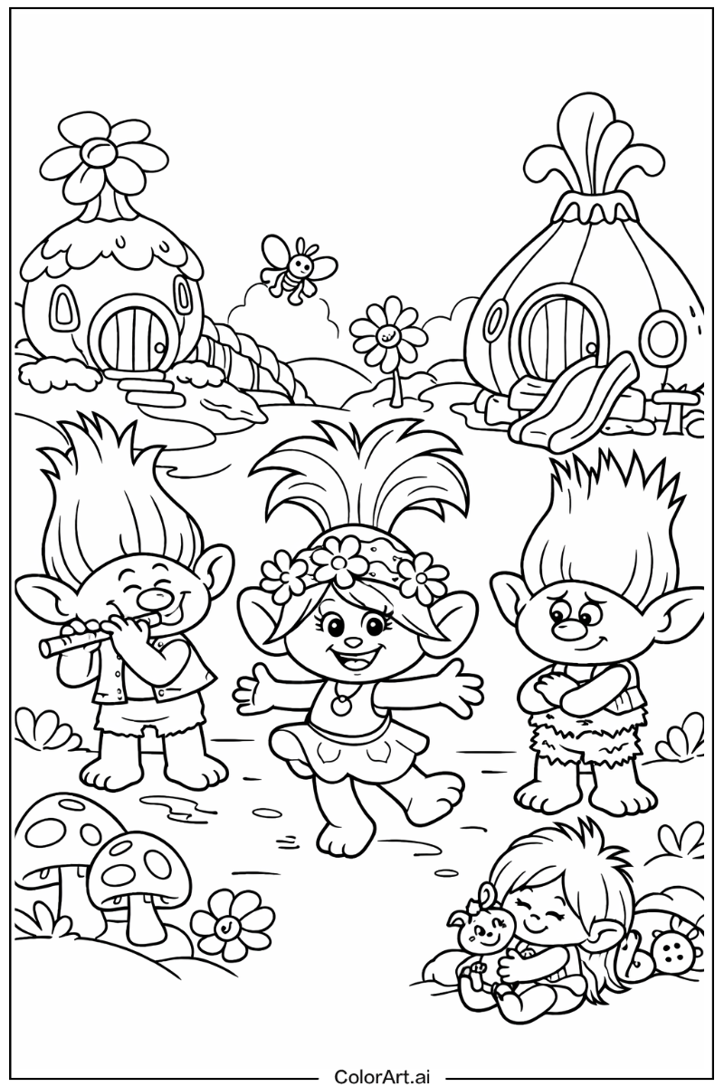 Trolls village scene Trolls Design