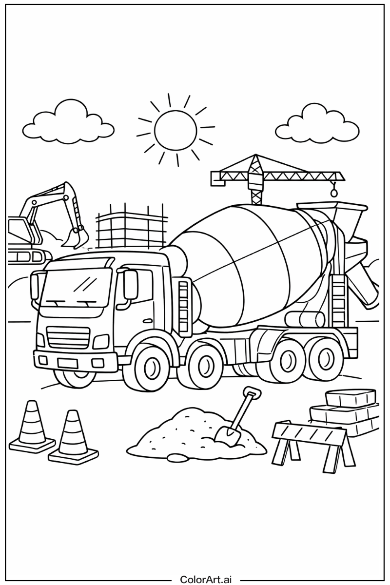 Truck with Cement mixer Theme 2