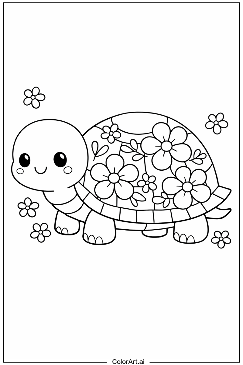 Turtle with Flowers 1