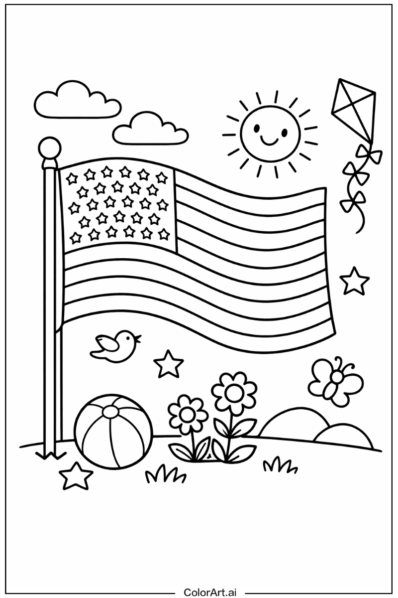 united states flag Playing Outside 3