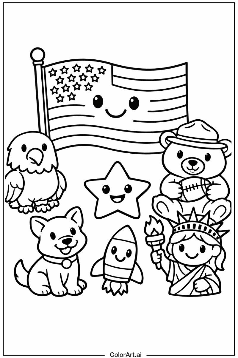 united states flag with Friends 3