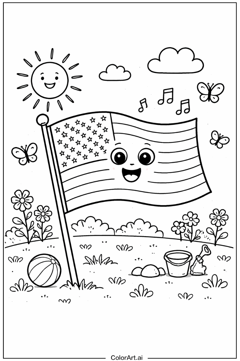 united states flag Playing Outside 1