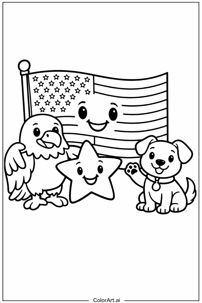 united states flag with Friends 4