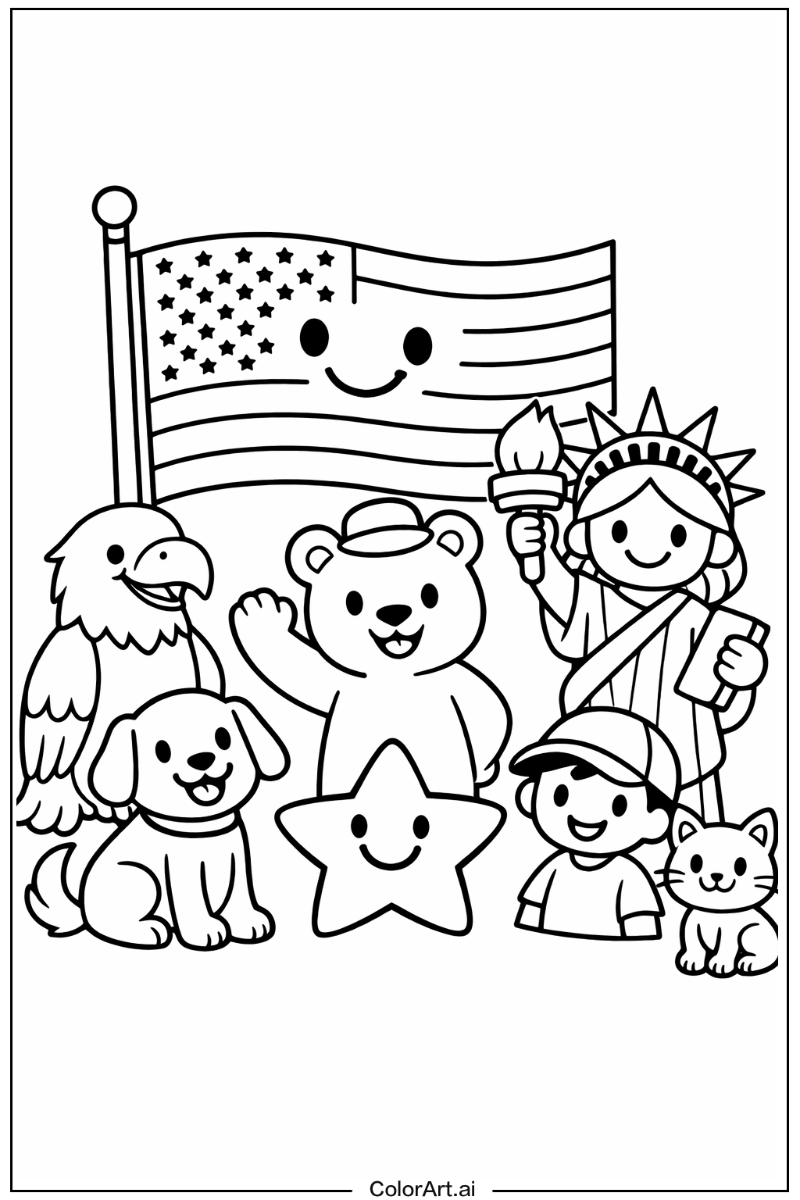 united states flag with Friends 5