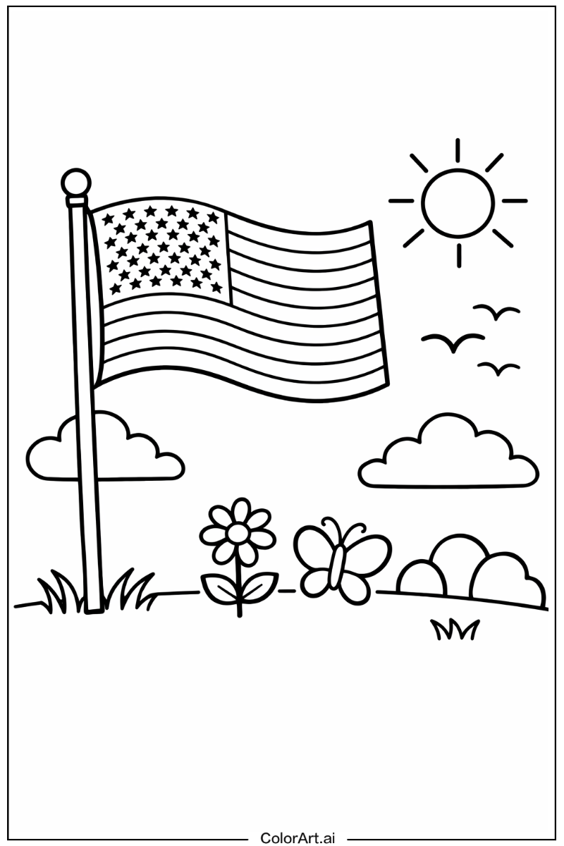 USA flag Playing Outside 2