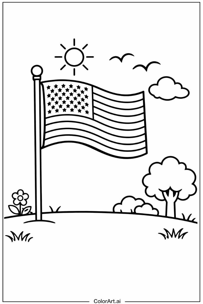 USA flag Playing Outside 3