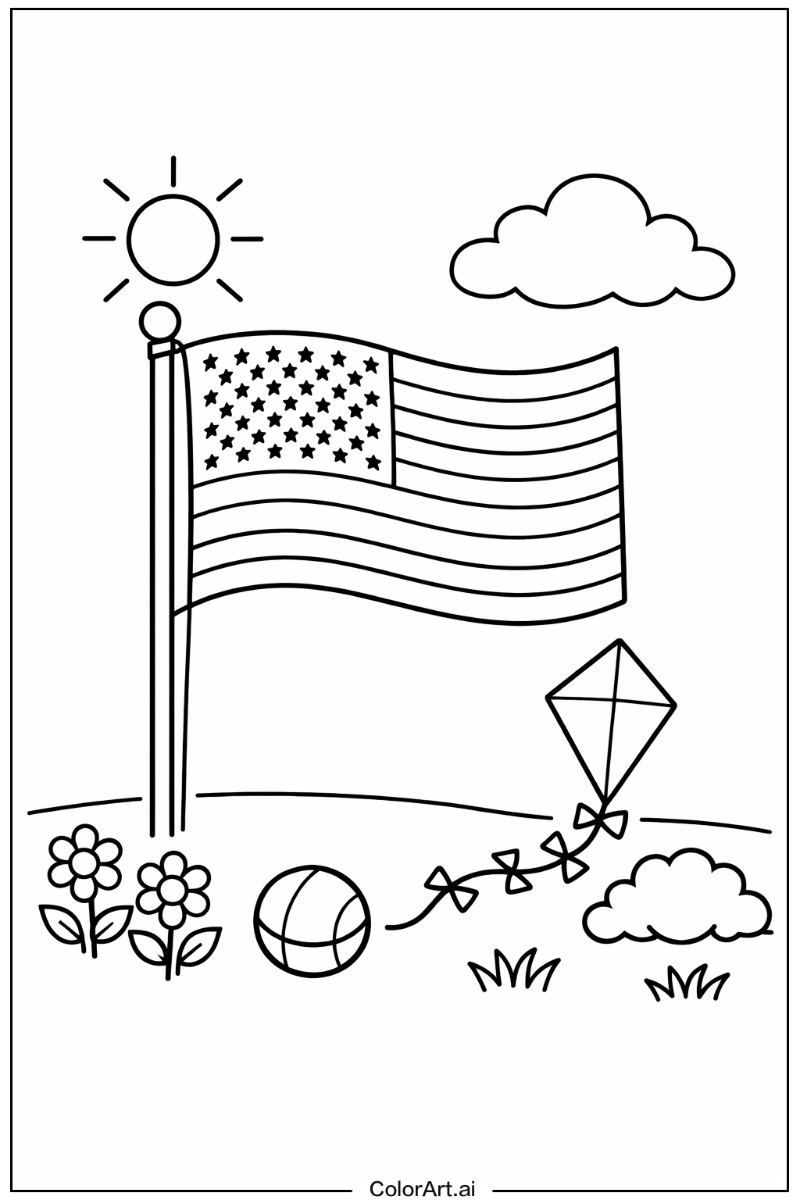 USA flag Playing Outside 1
