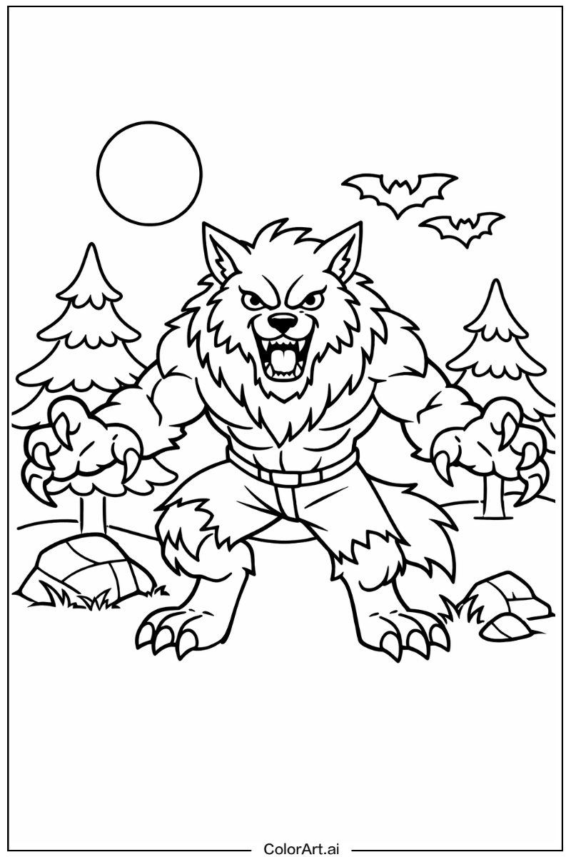 Werewolf with Werewolf forest scene Theme