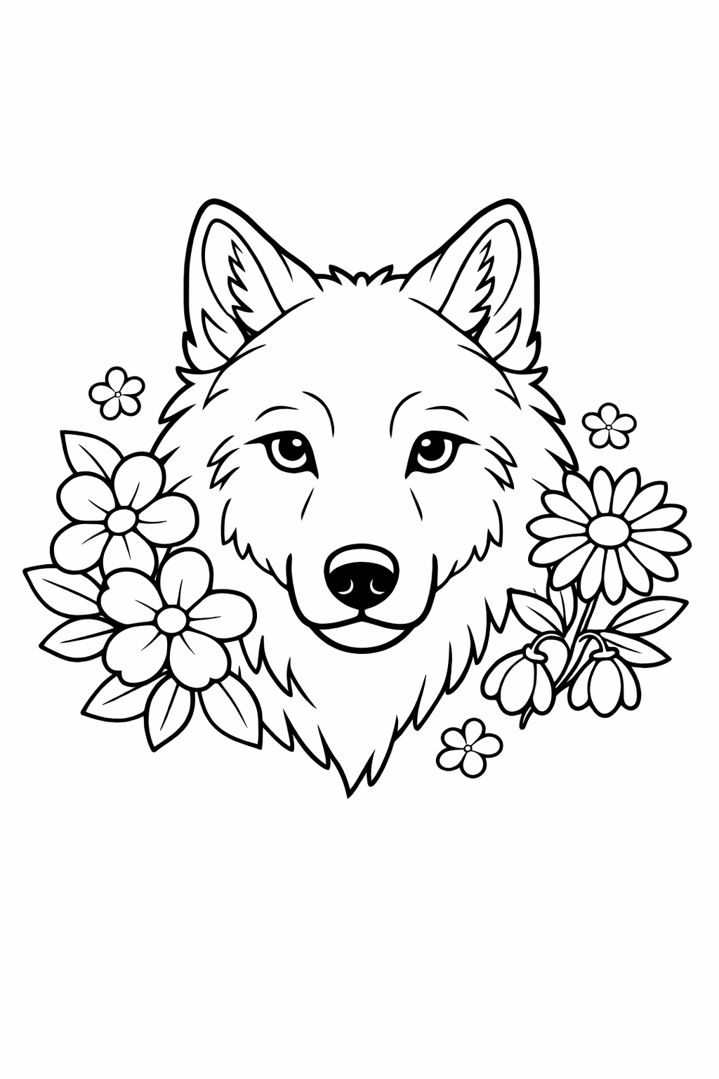 Wolf with Flowers 3