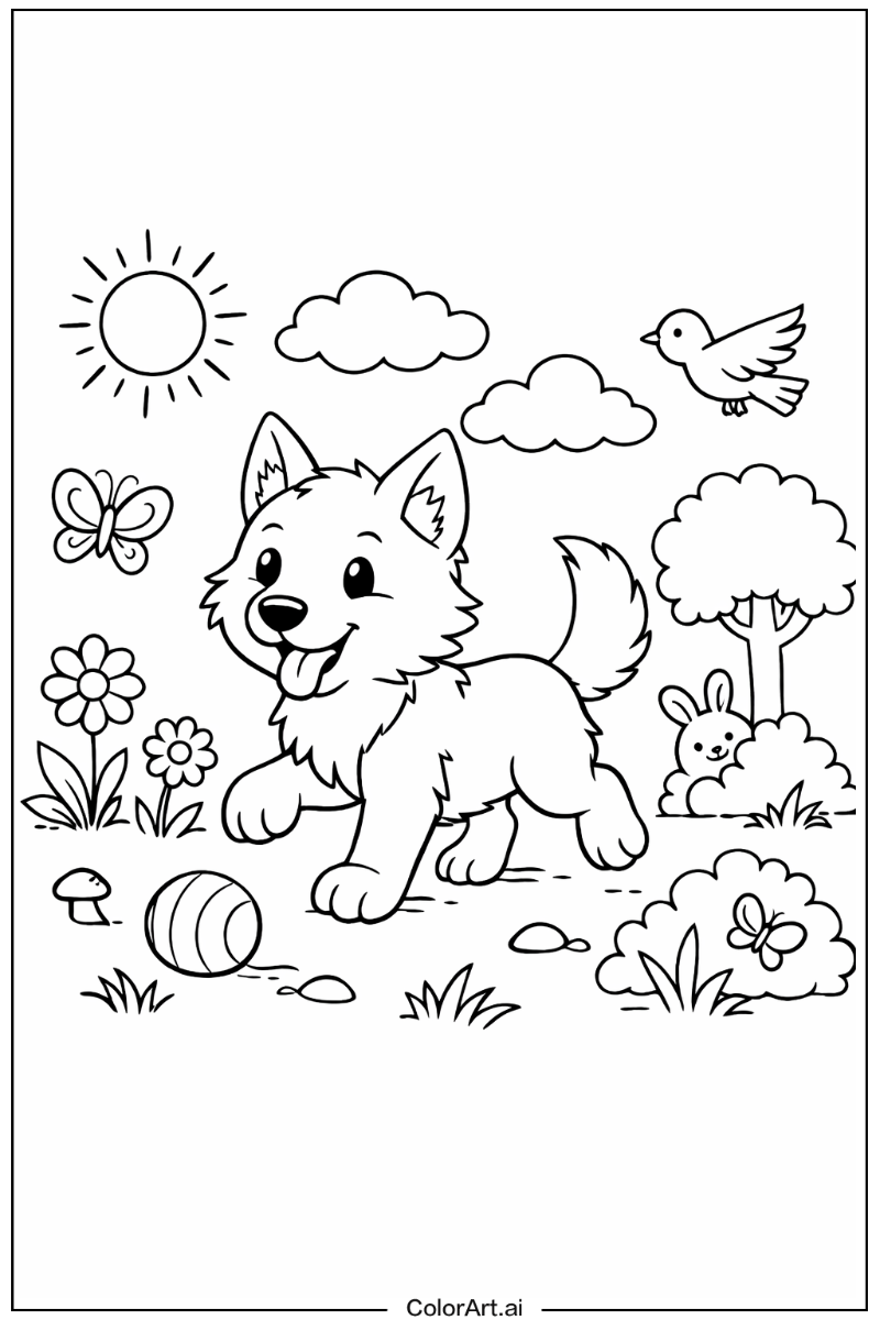 Wolf Playing Outside 1