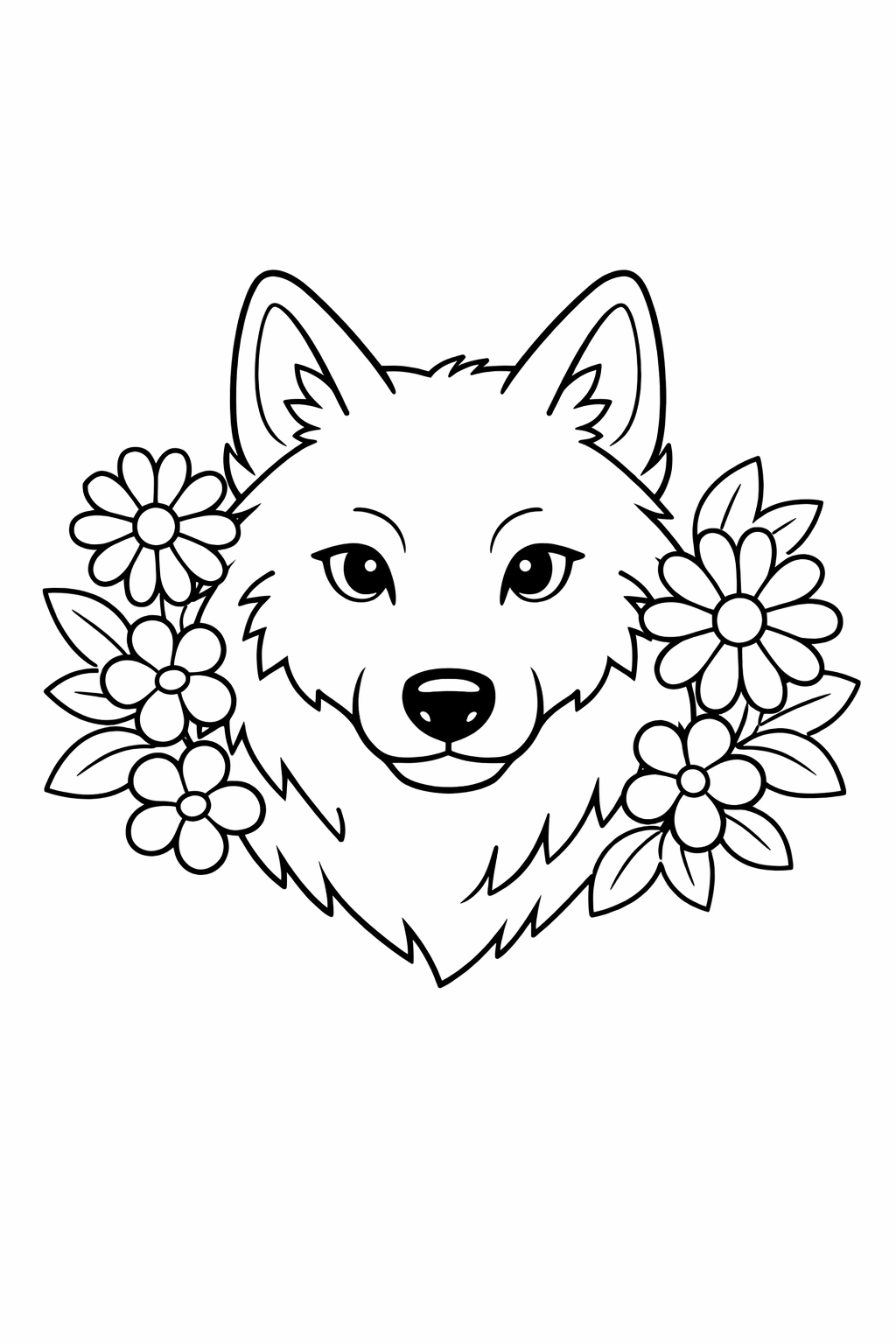 Wolf with Flowers 1