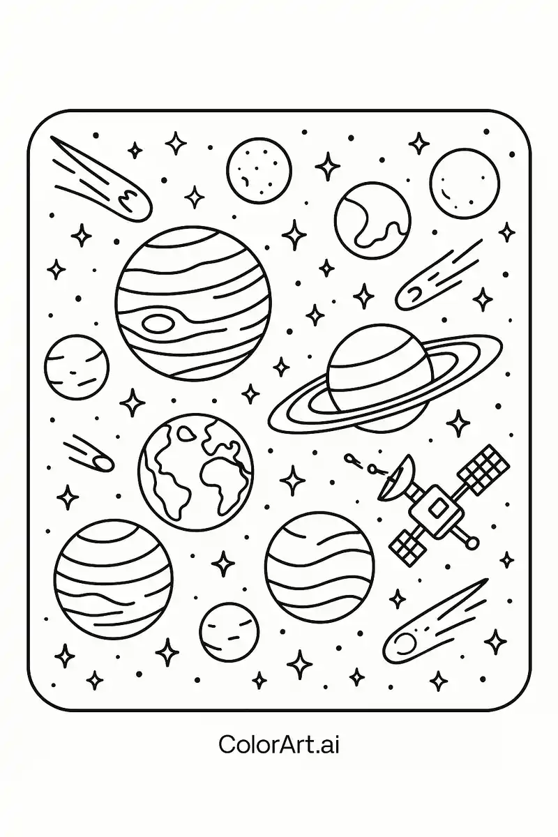 The captivating Outer space coloring page