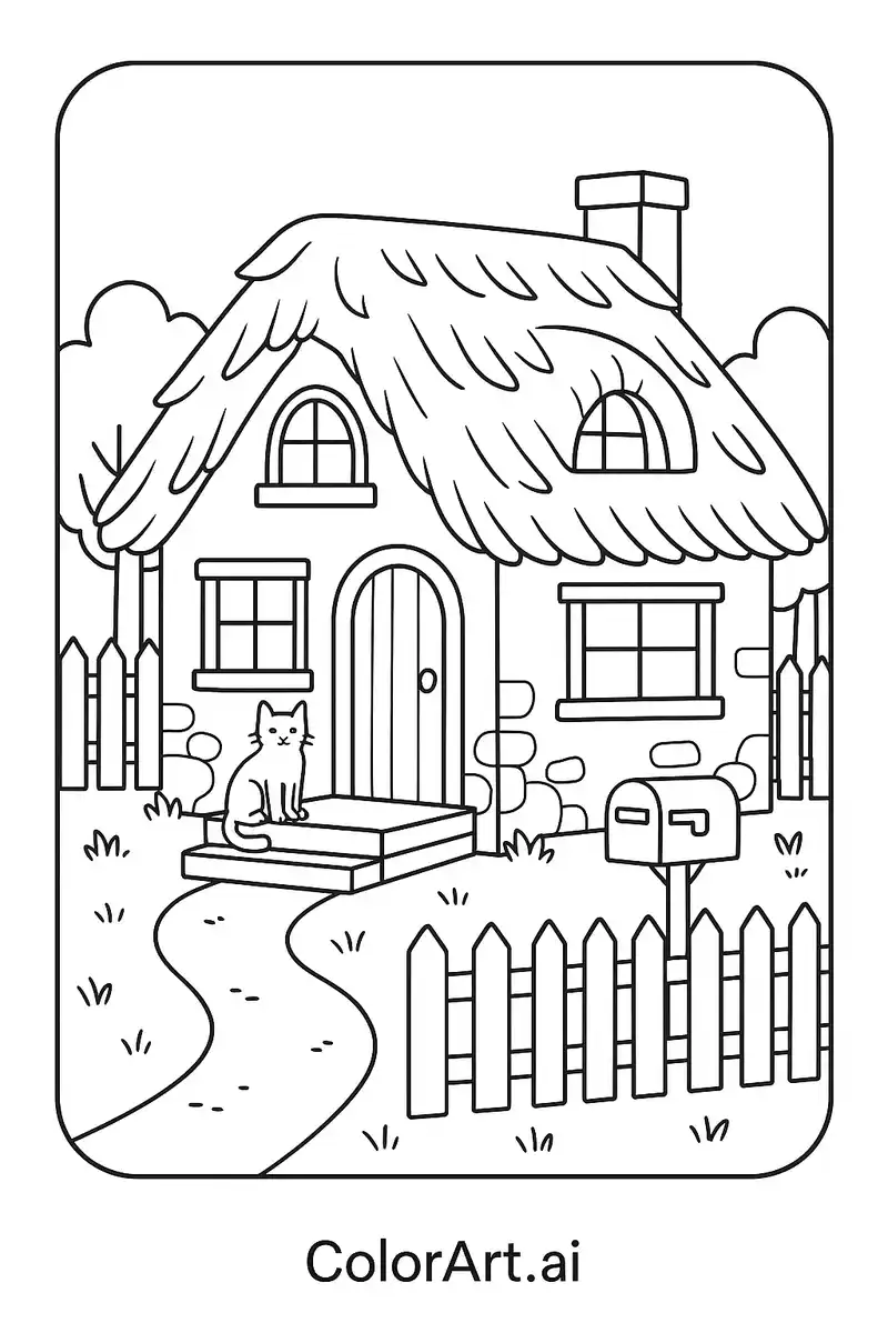 A charming cottage House Coloring Page
