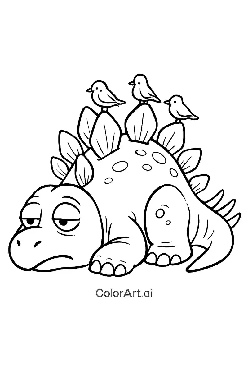 An Adorable Stegosaurus Dinosaur Coloring Page