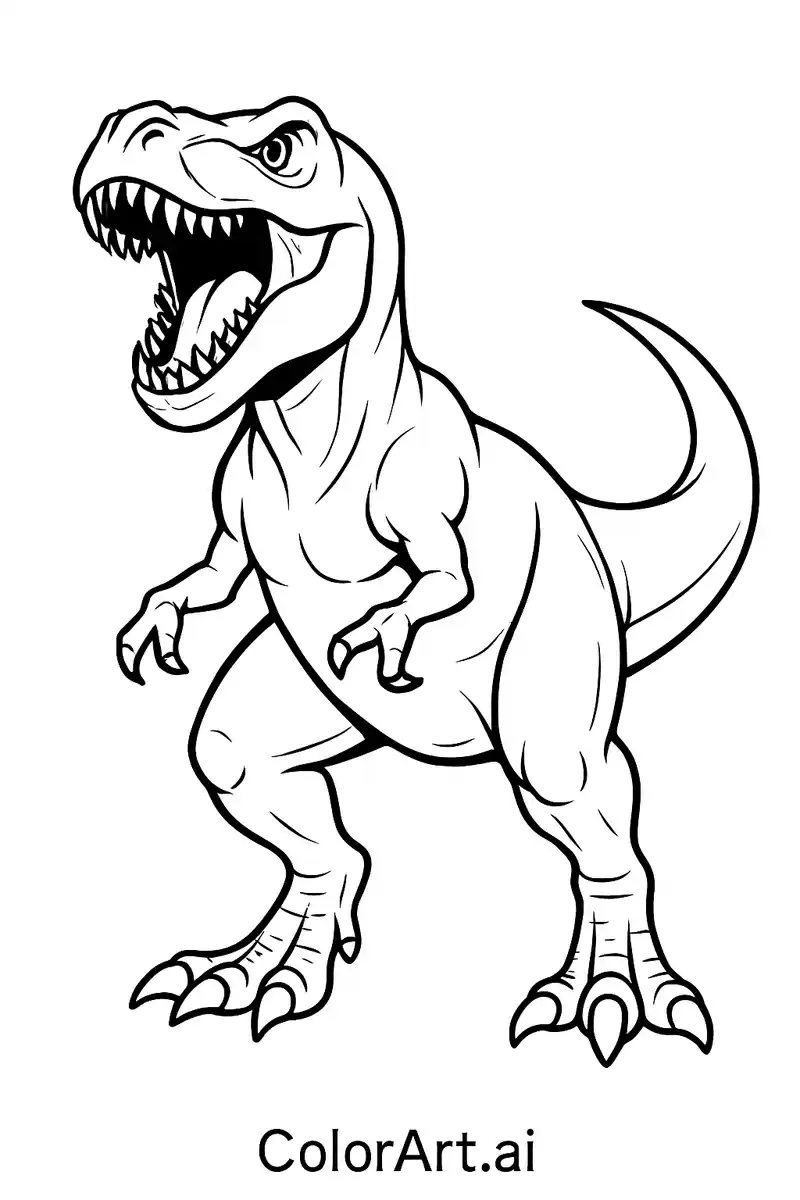 A Aggressive T. rex dinosaur Coloring Page