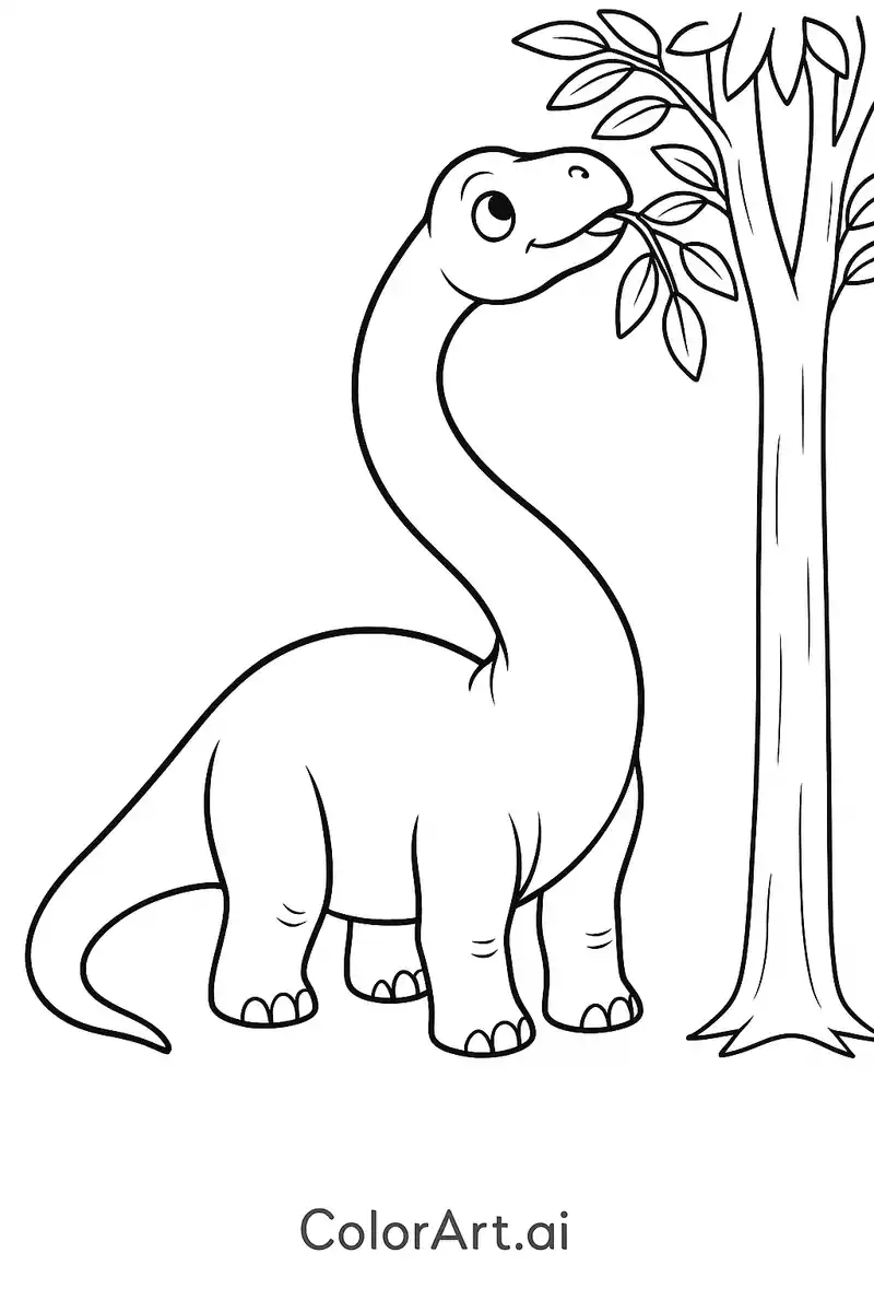 A cute and gentle Brachiosaurus Dinosaur Coloring Page