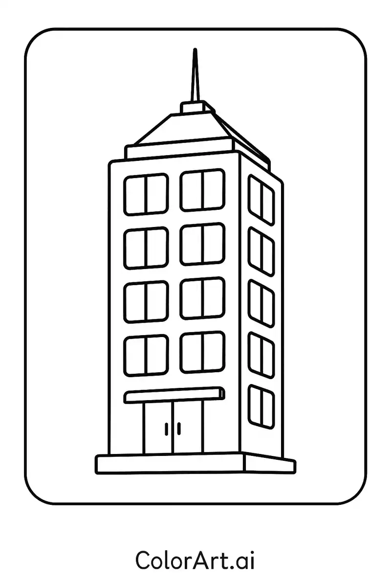 A Skyscraper Silhouettes Coloring Page