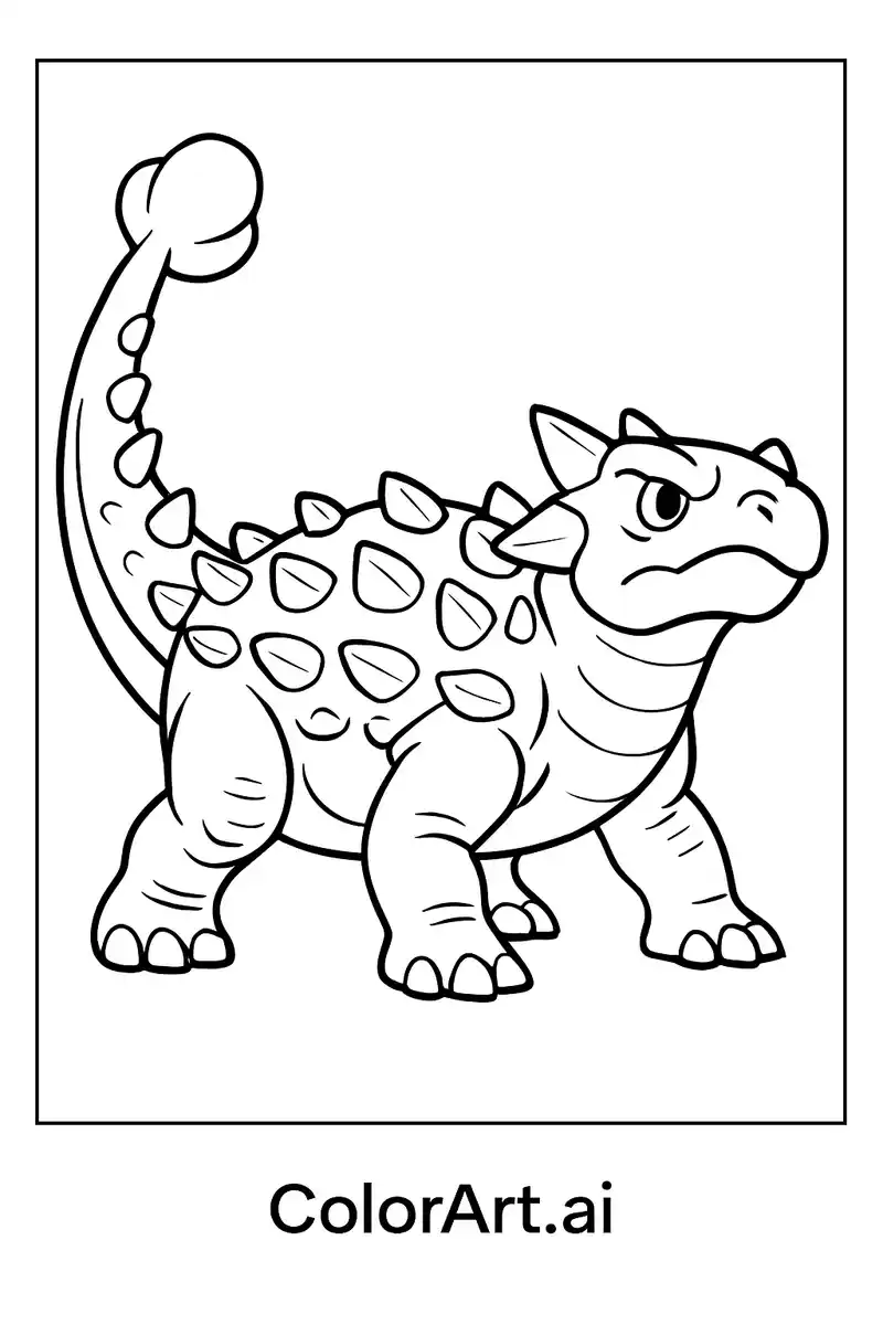An Ankylosaurus Dinosaur Coloring Page