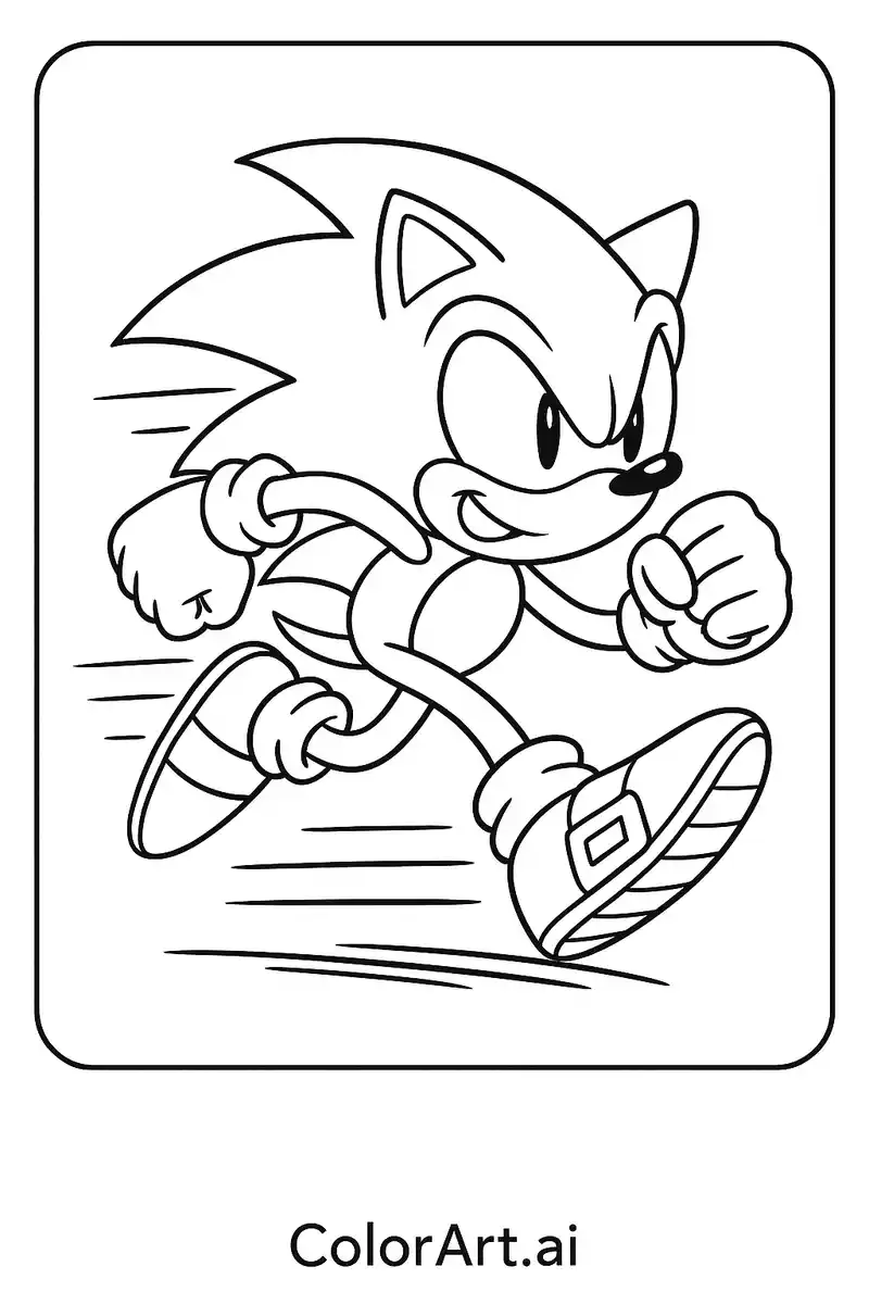 A Free Running Sonic Coloring Page
