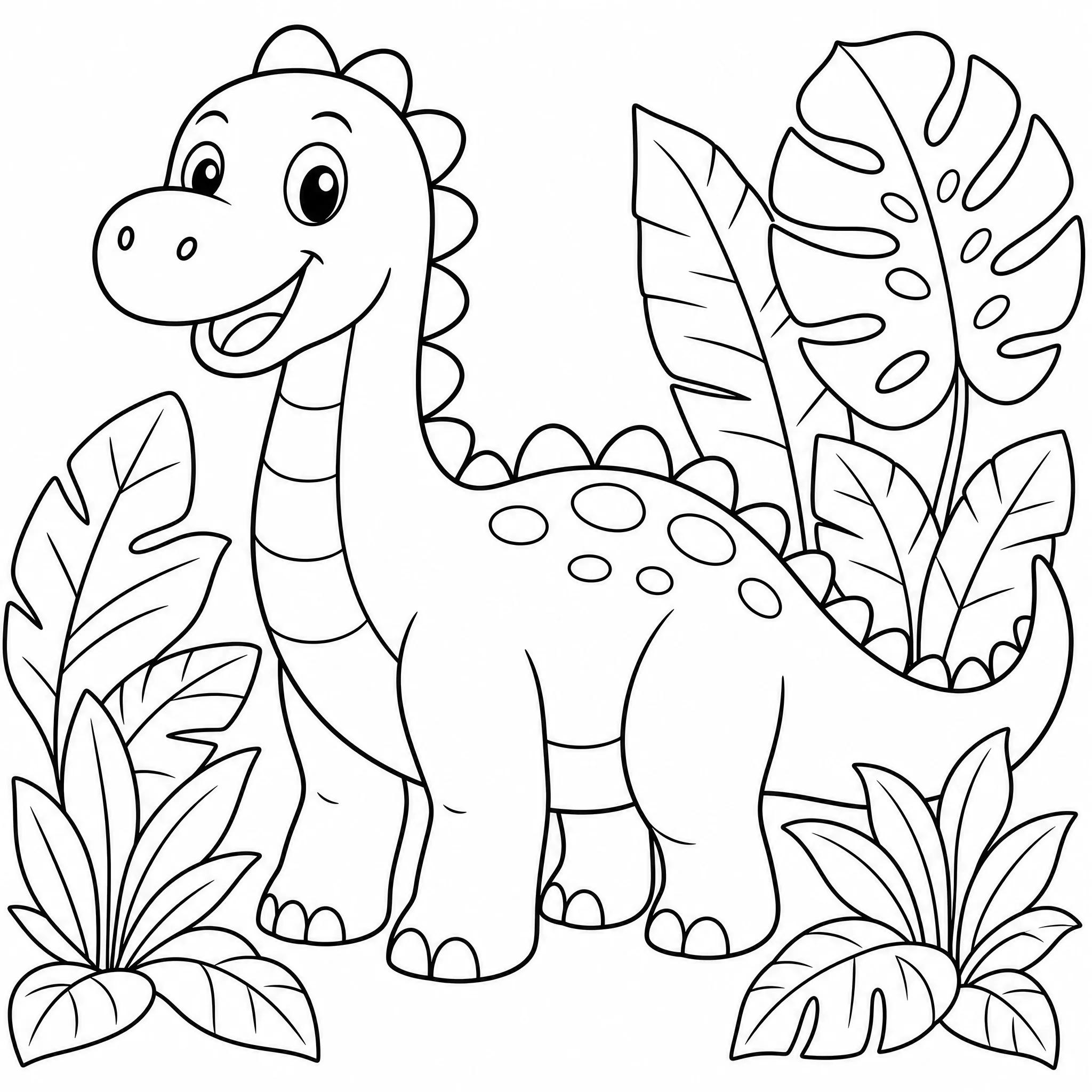 Ein erzeugtes Dinosaurier-Ausmalbild mit sauberer Strichzeichnung
