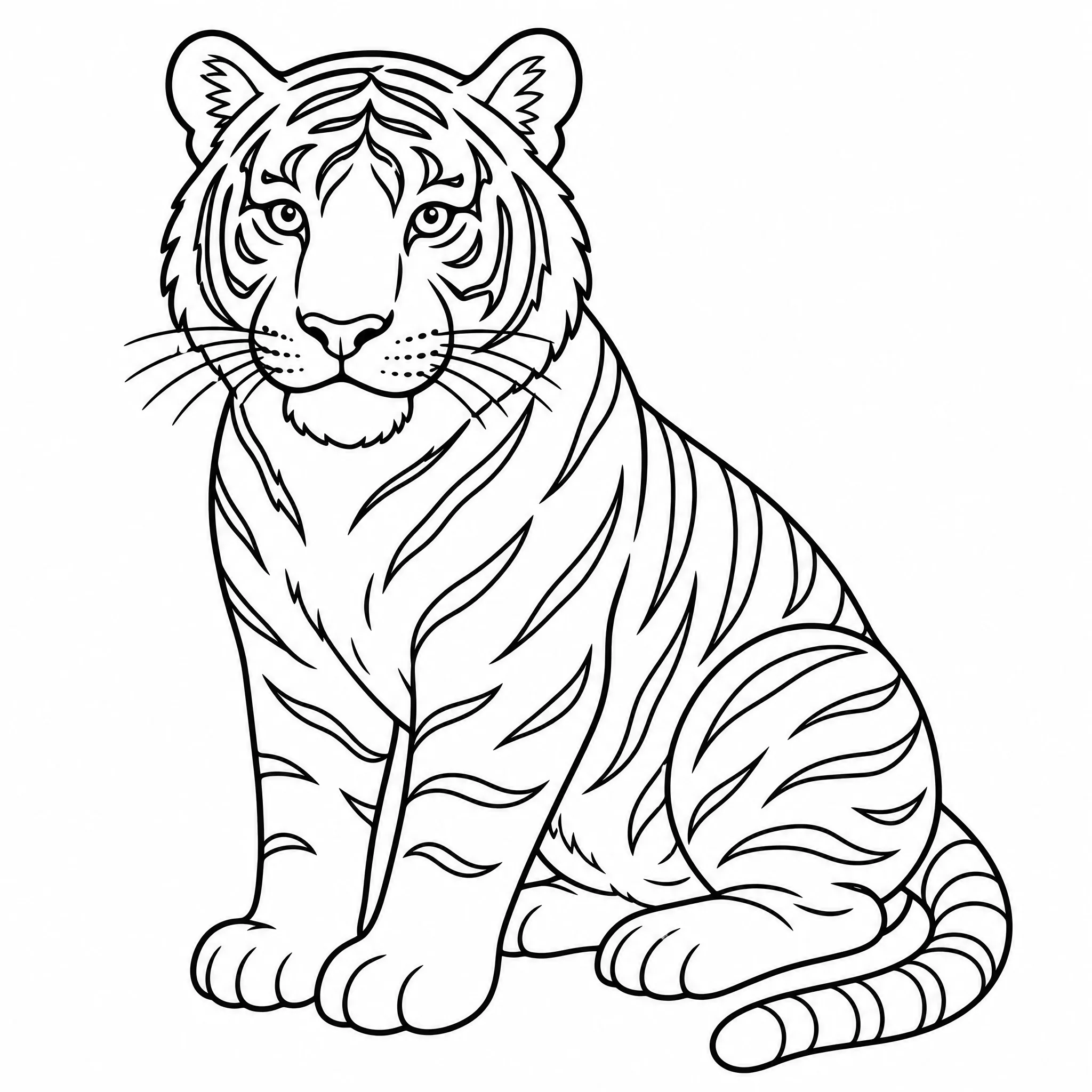Eine Tiger-Malbuchseite zum Drucken und Ausmalen