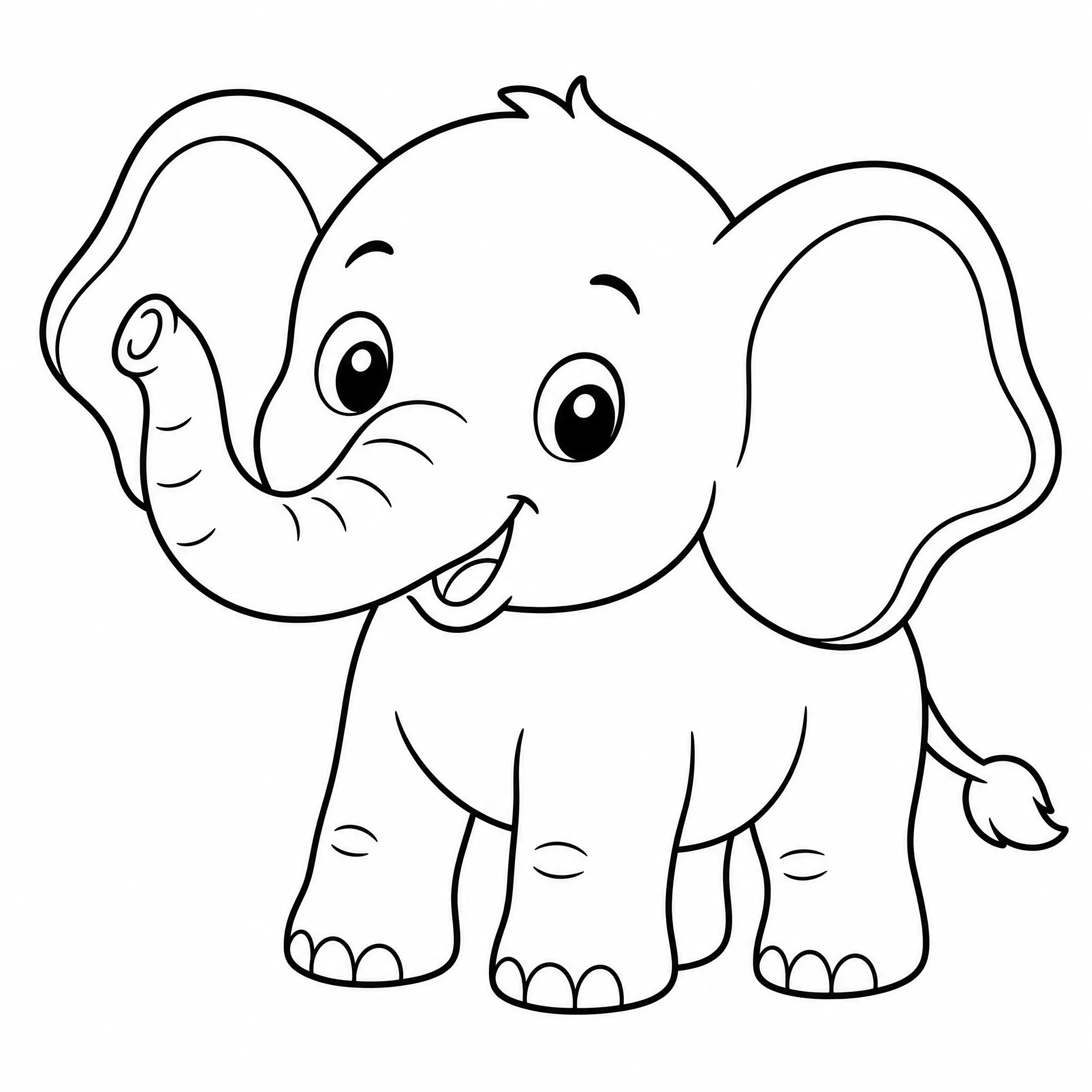 Eine niedliche Cartoon-Elefant-Malbuchseite