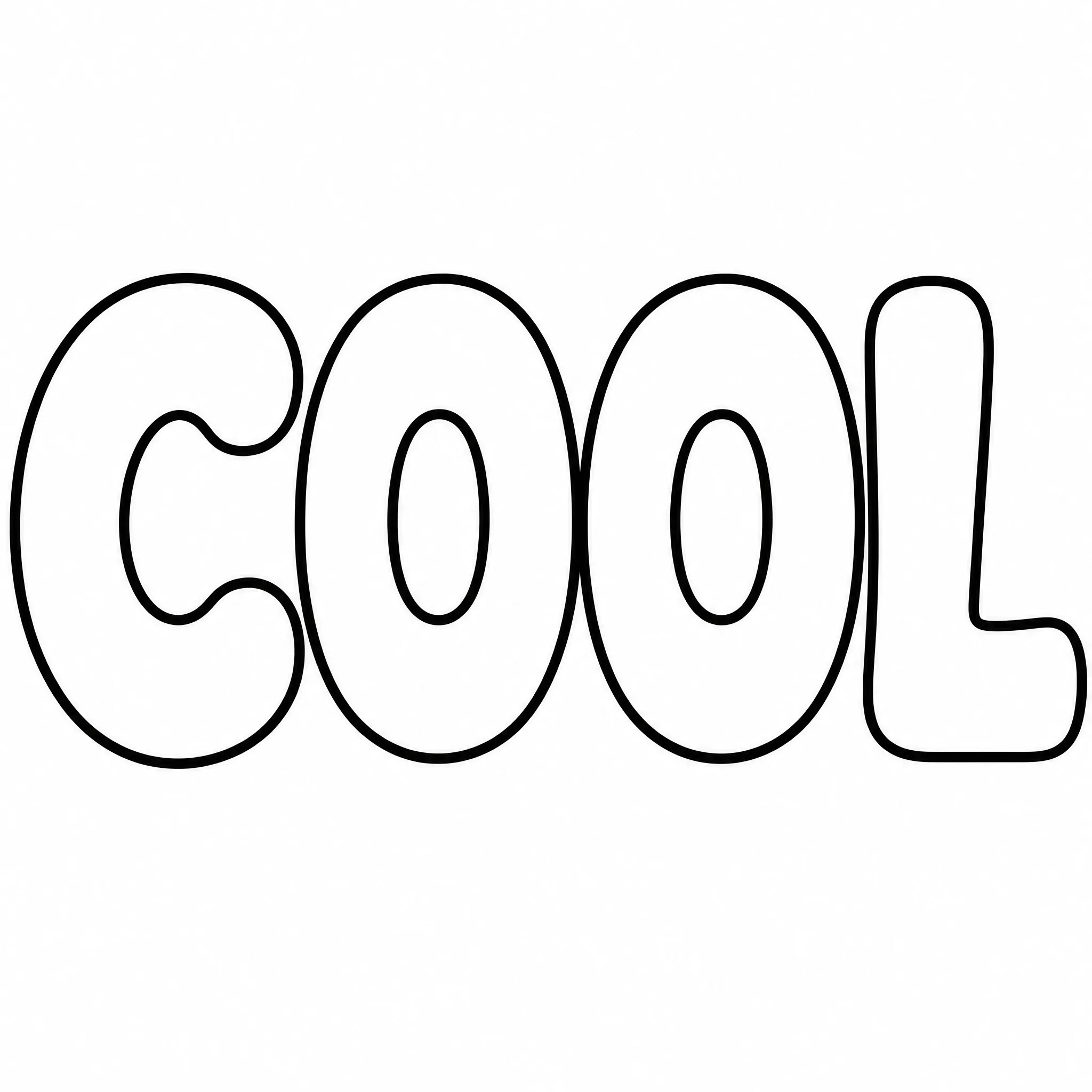 Un dibujo para colorear de letras de burbuja que deletrea COOL