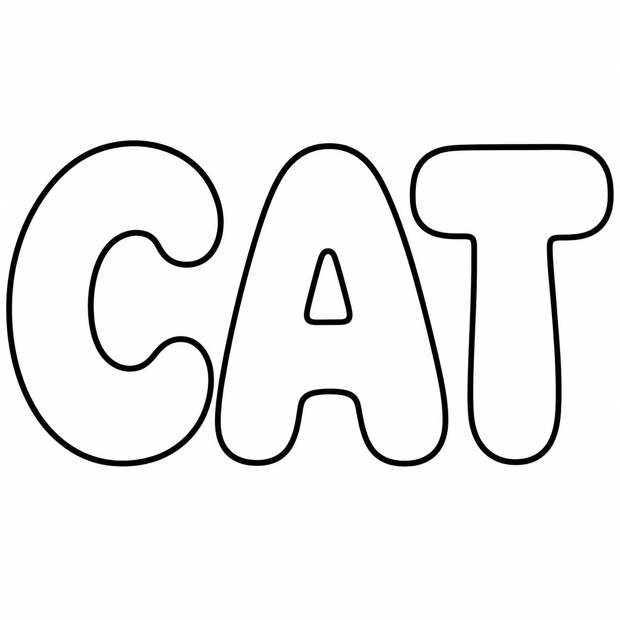 La palabra CAT en grandes letras de burbuja para trazar