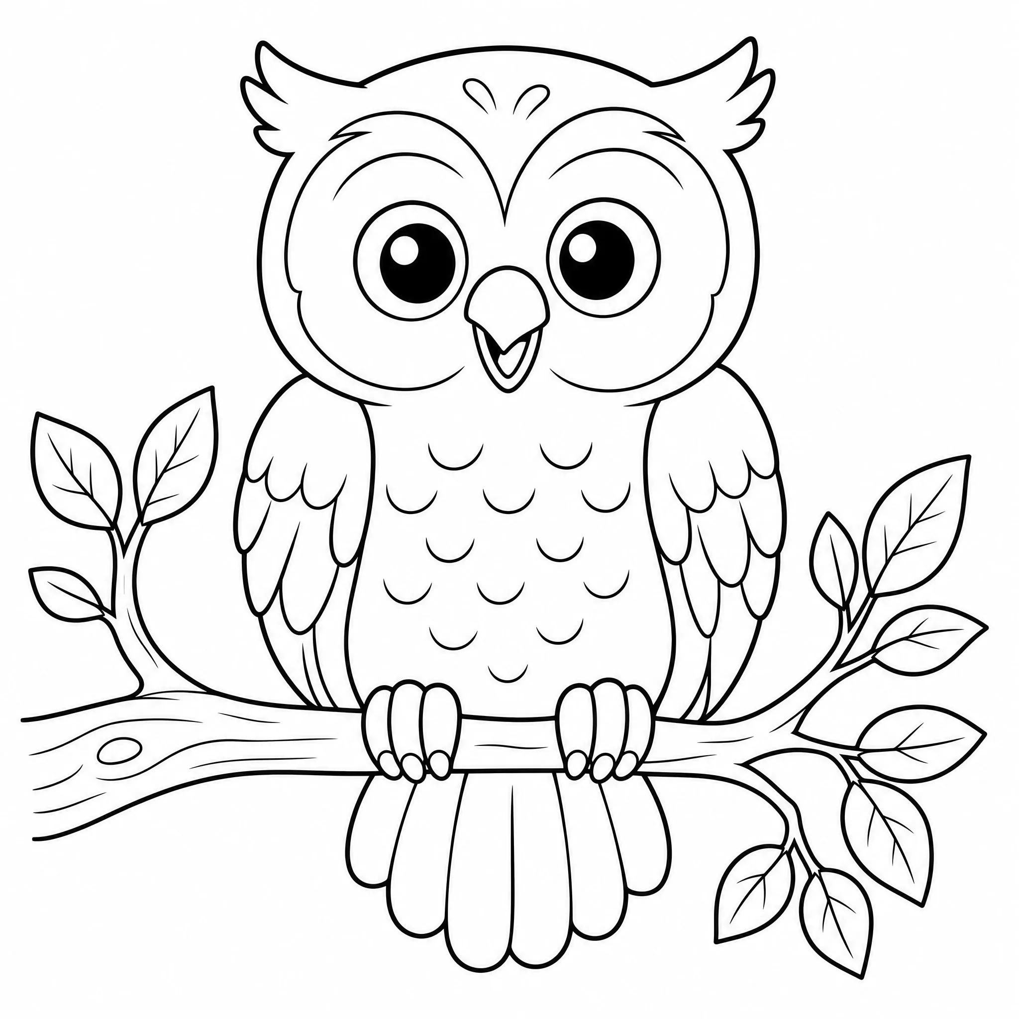 A friendly owl coloring page with clean outlines