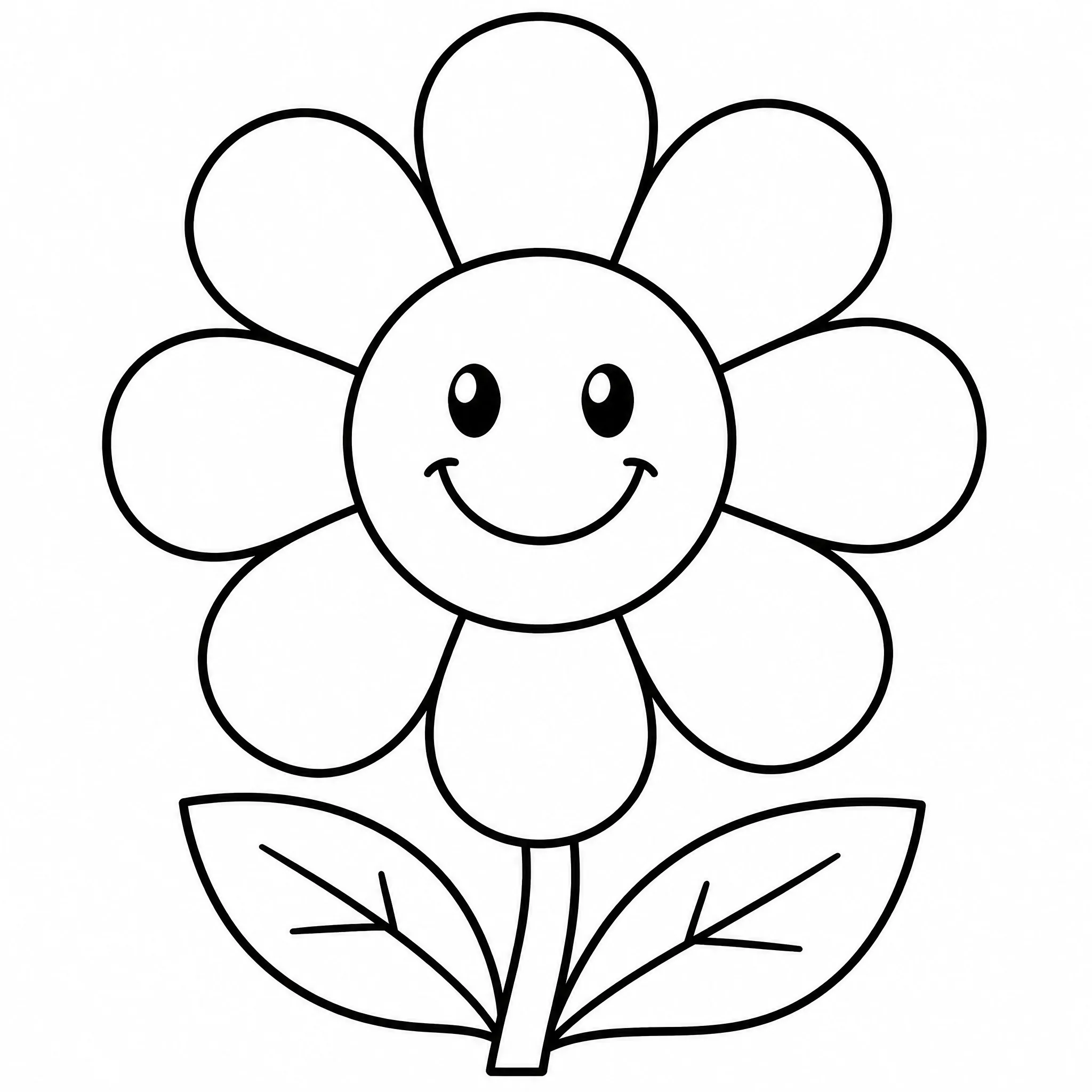 A simple smiling flower coloring page