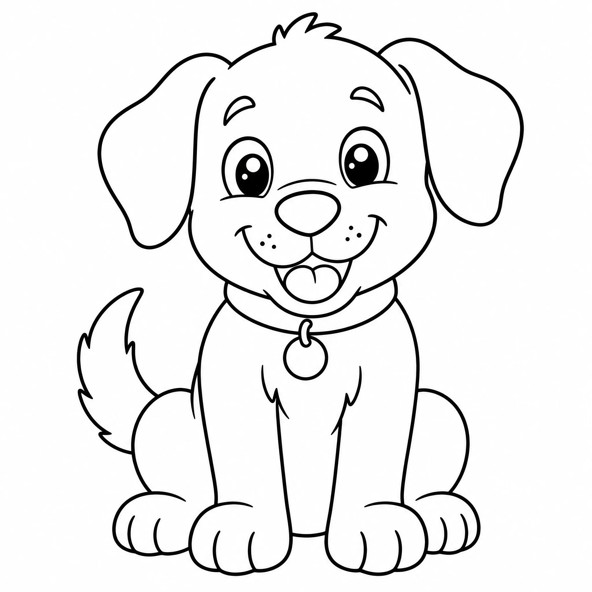 A cute cartoon puppy coloring page