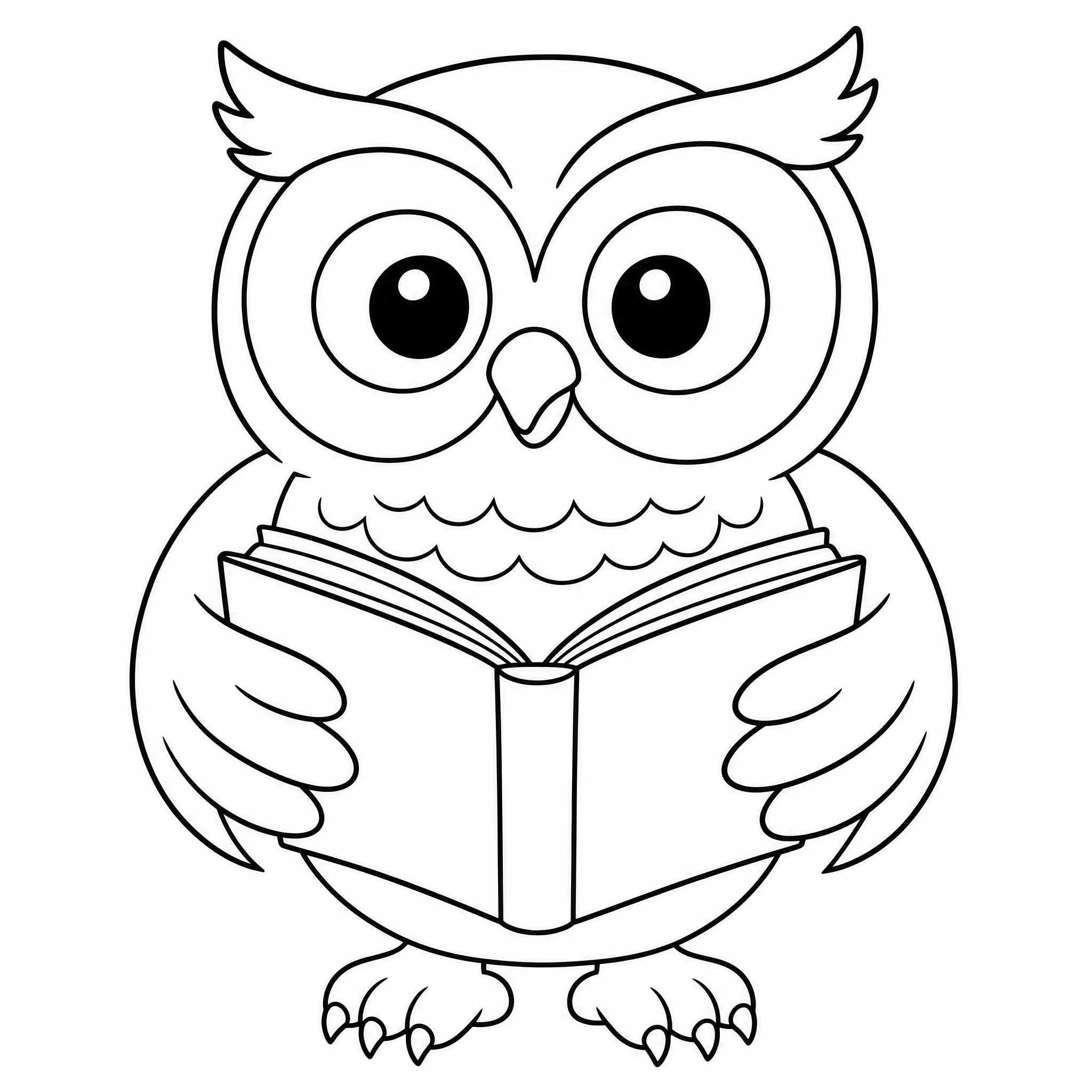 A friendly owl holding a book coloring page for a lesson