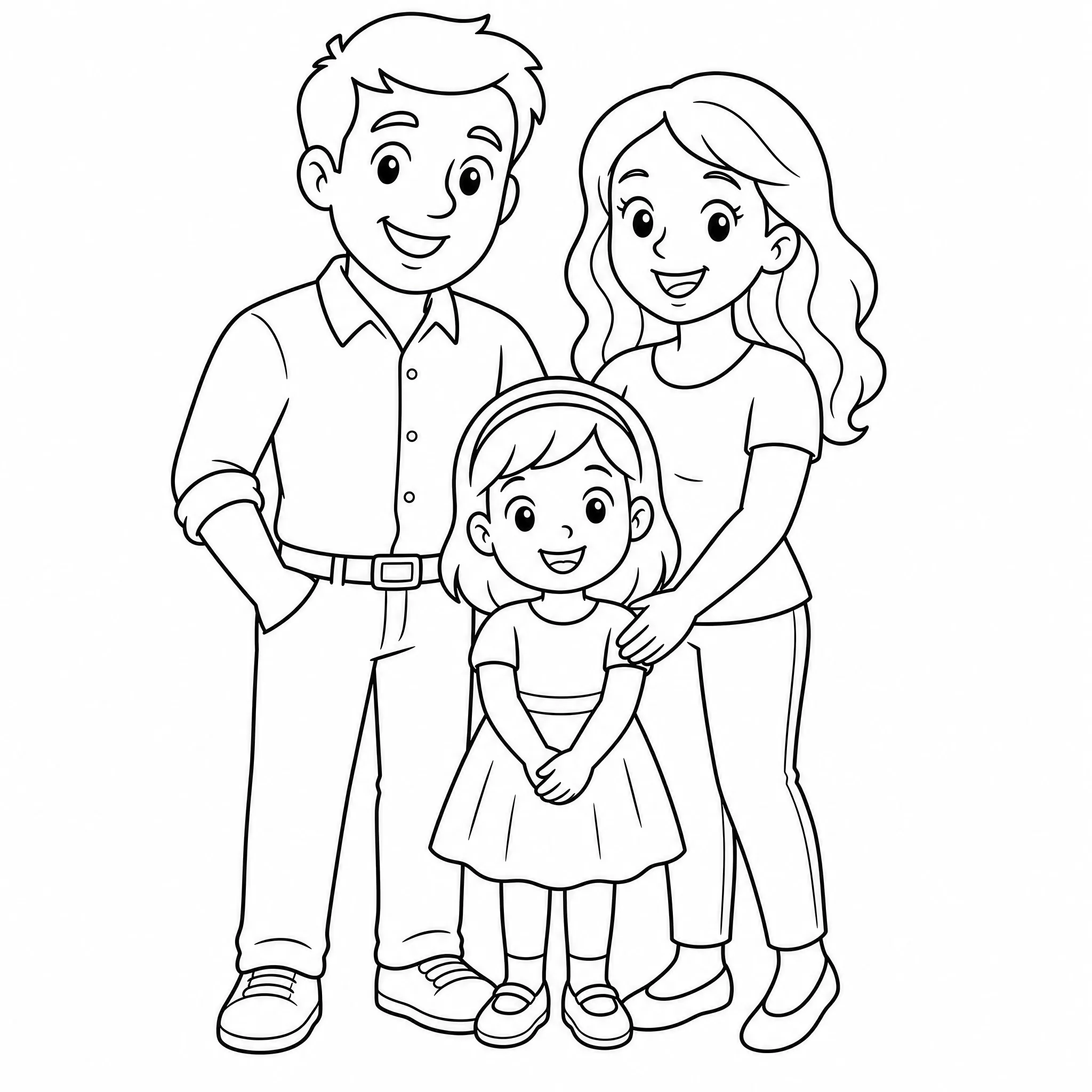 Une photo de famille transformée en coloriage au trait