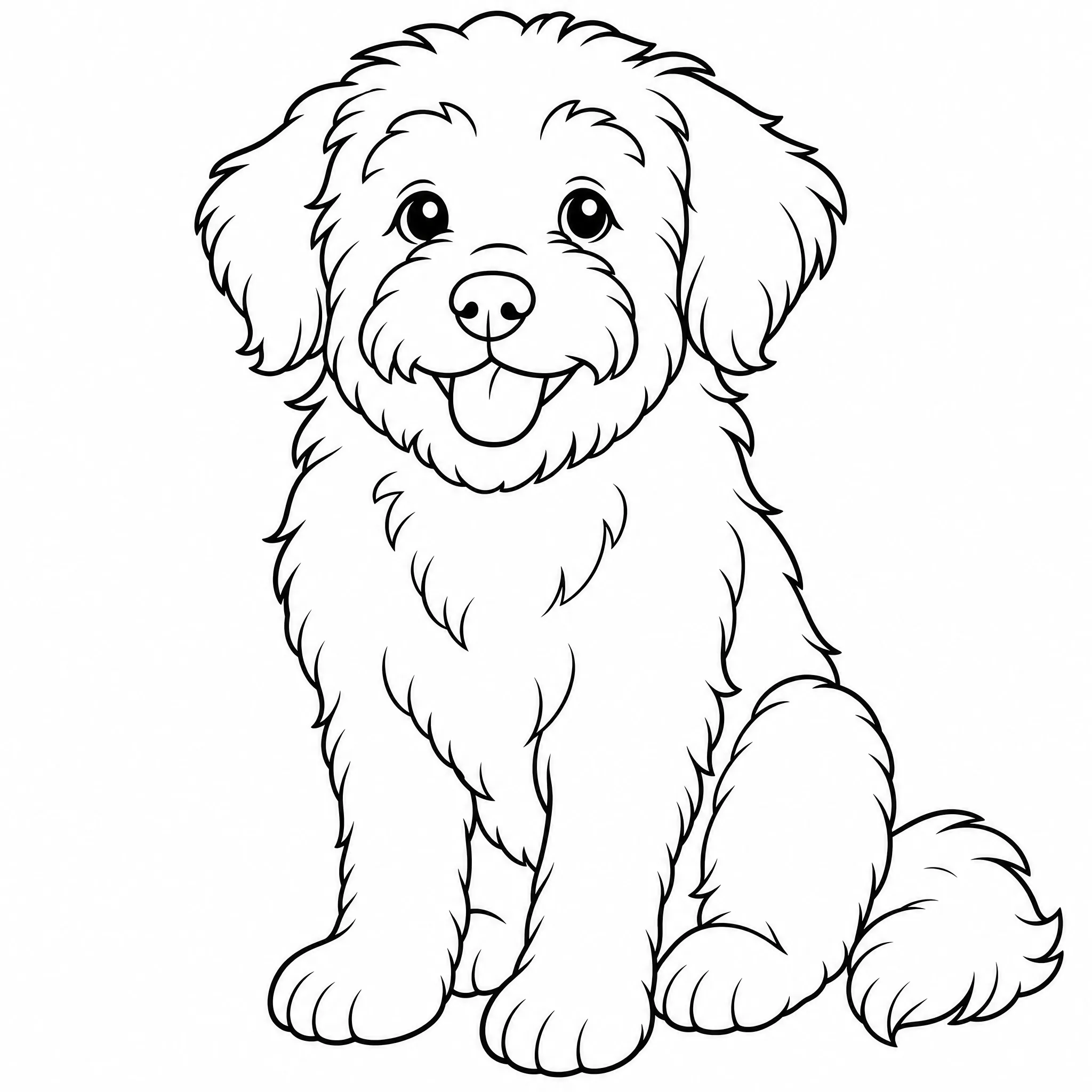 Une photo de chien tout doux transformée en coloriage imprimable