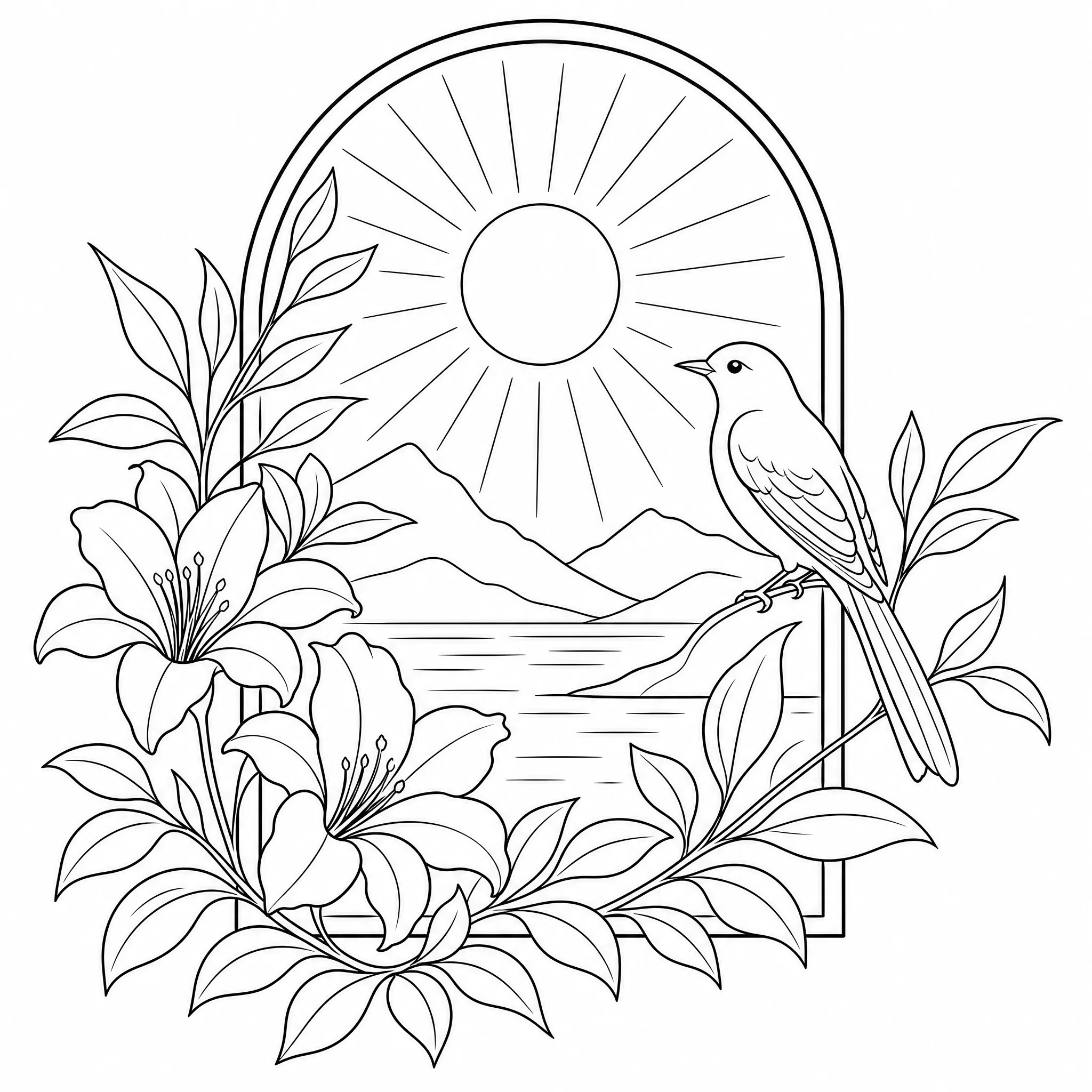 Black-and-white line art used as a base layer in a design layout