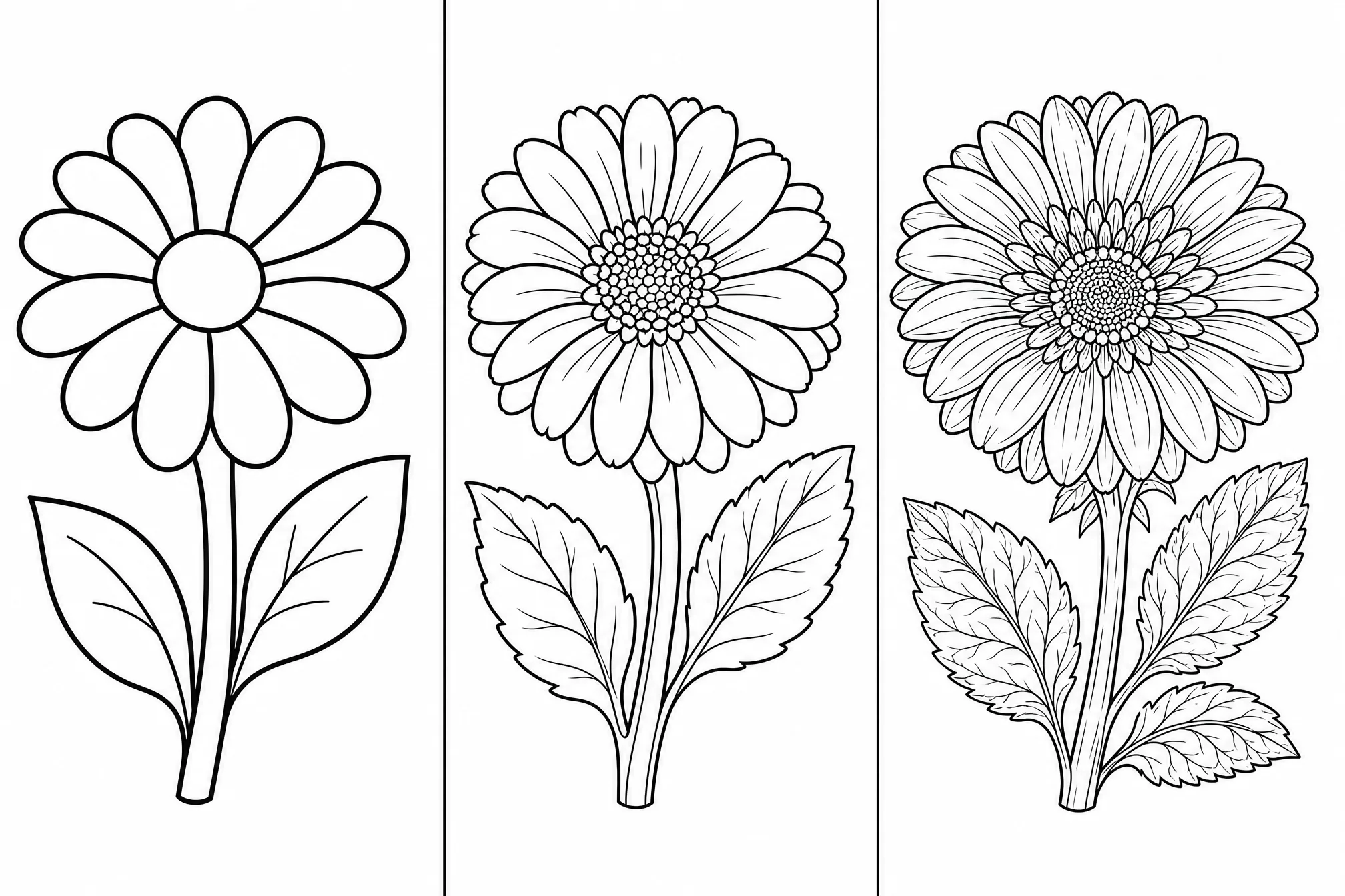 One image converted as minimal, medium, and fine-detail line drawings