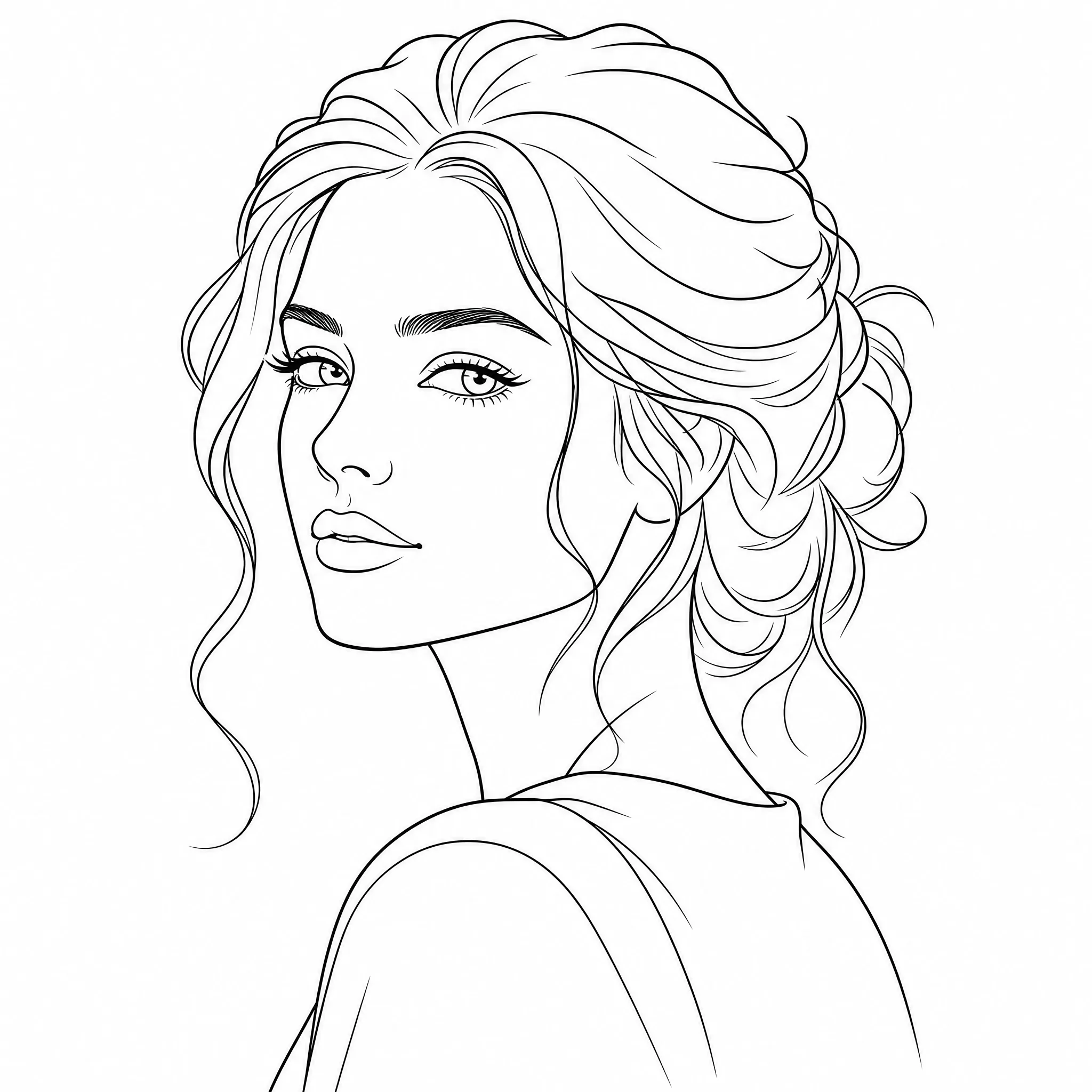 A portrait image converted to a black-and-white line drawing
