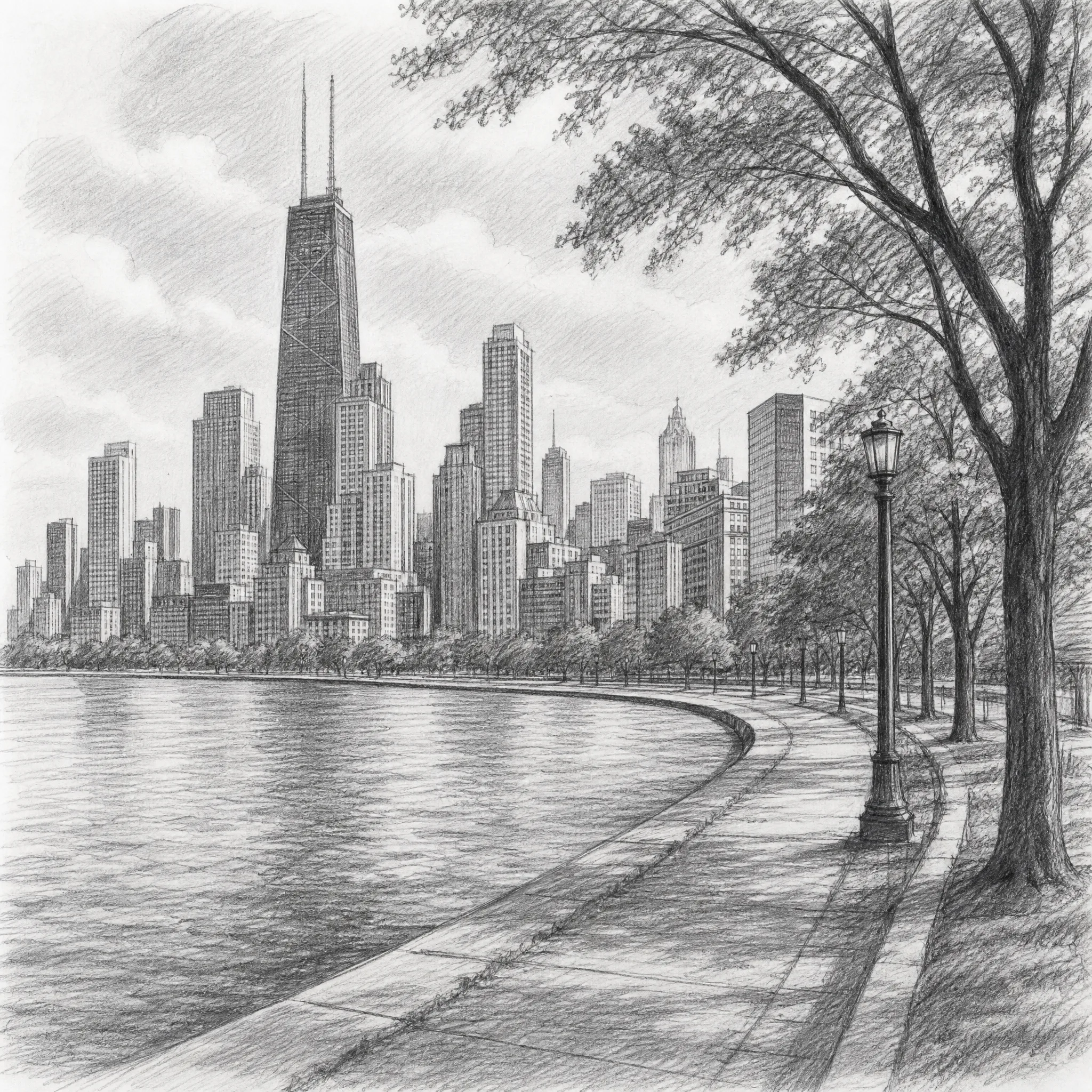 A reference image converted into a pencil sketch for illustration