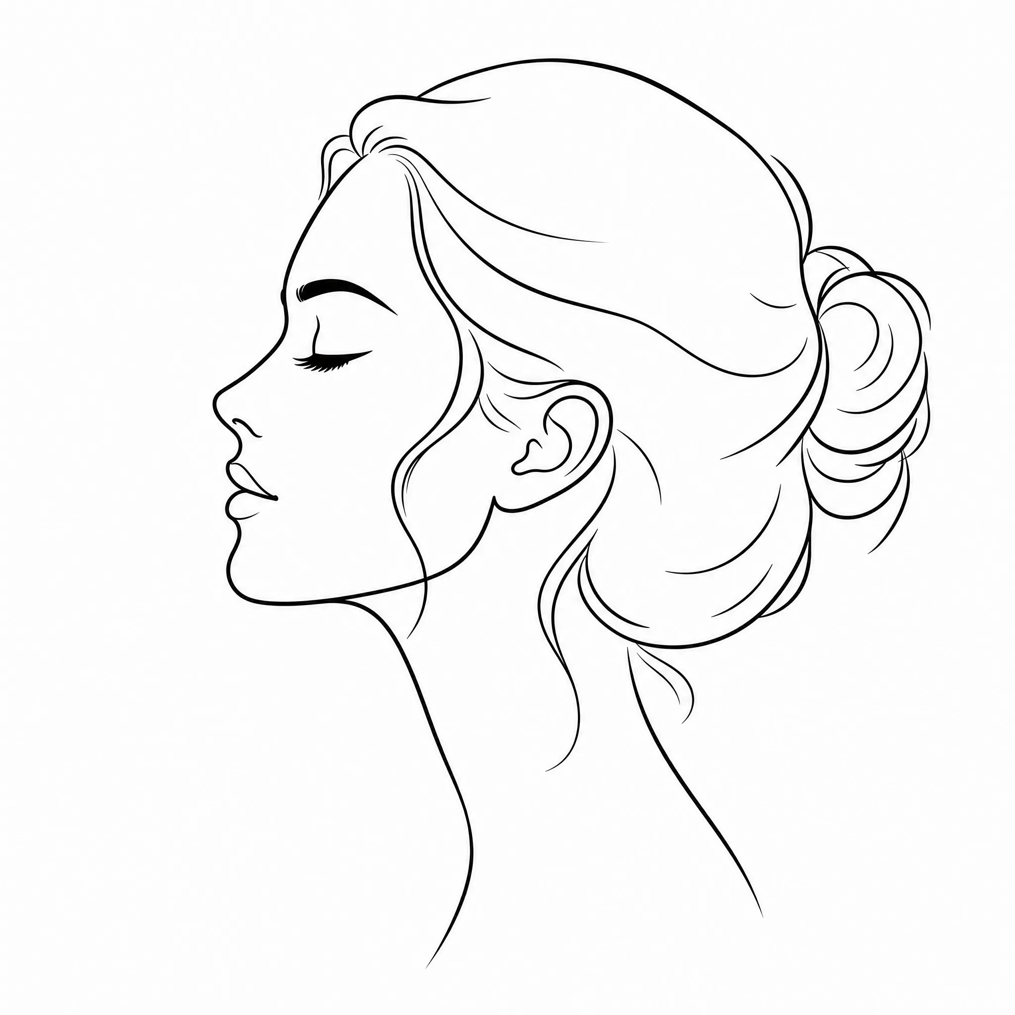 A minimalist single-line face portrait created as clean line art