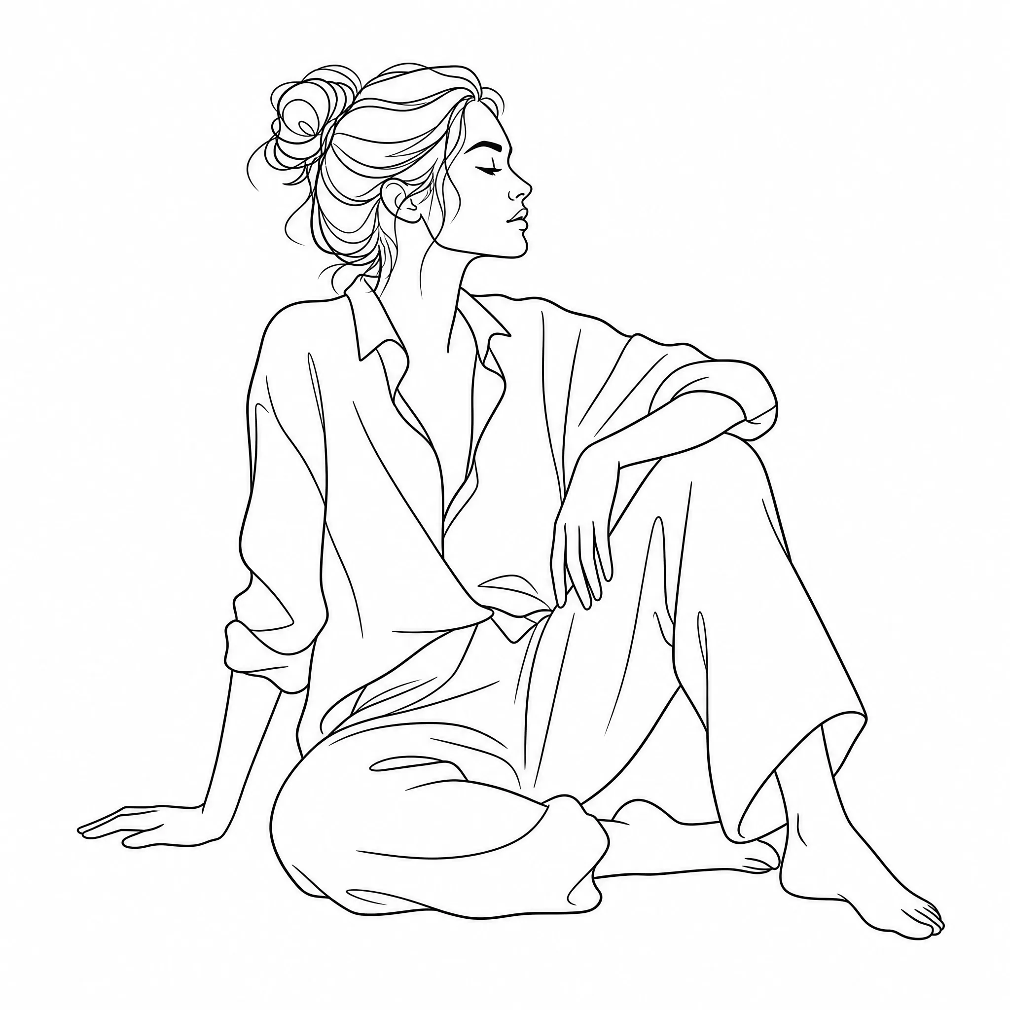 A continuous-line figure drawing created as line art