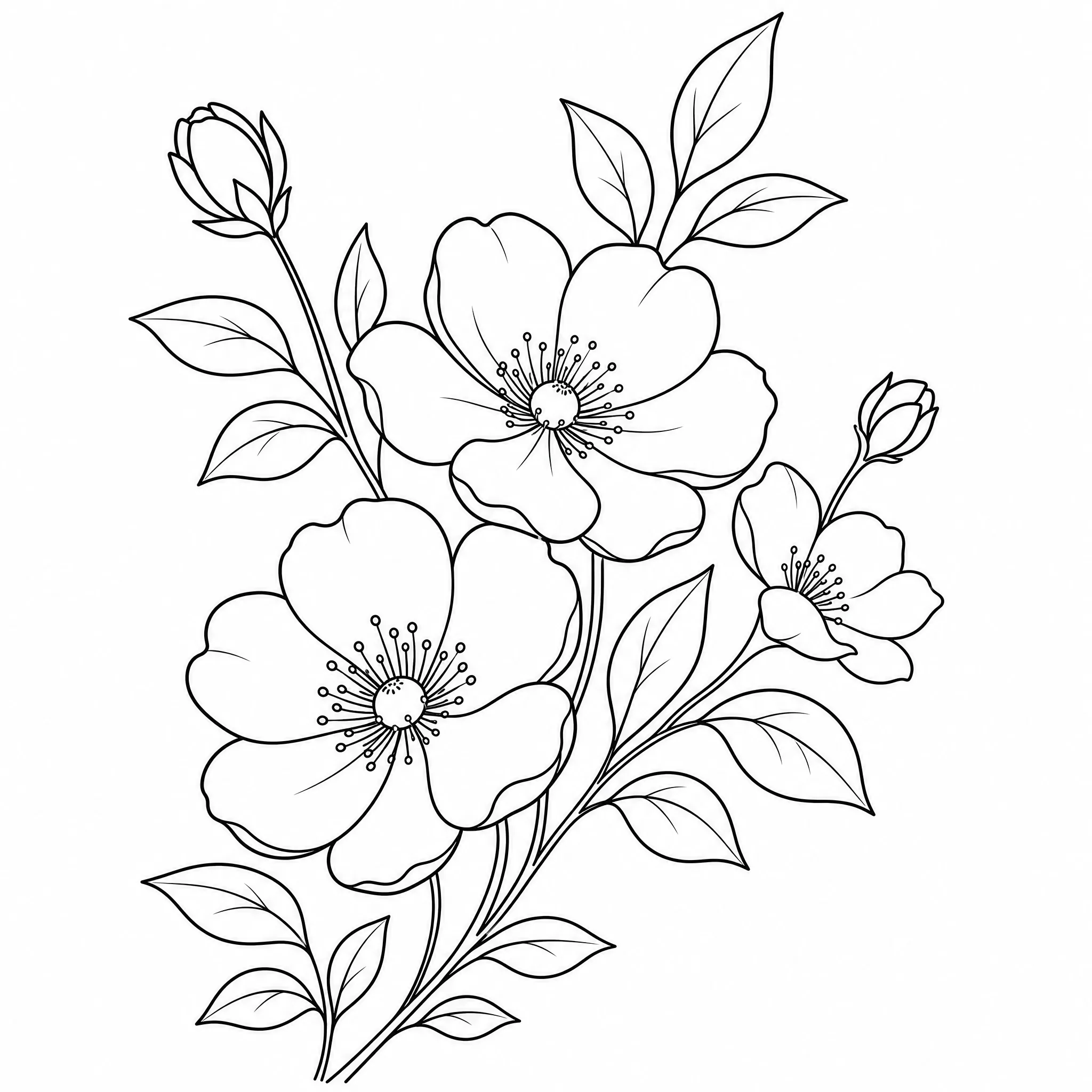A decorative floral outline created as line art for crafts