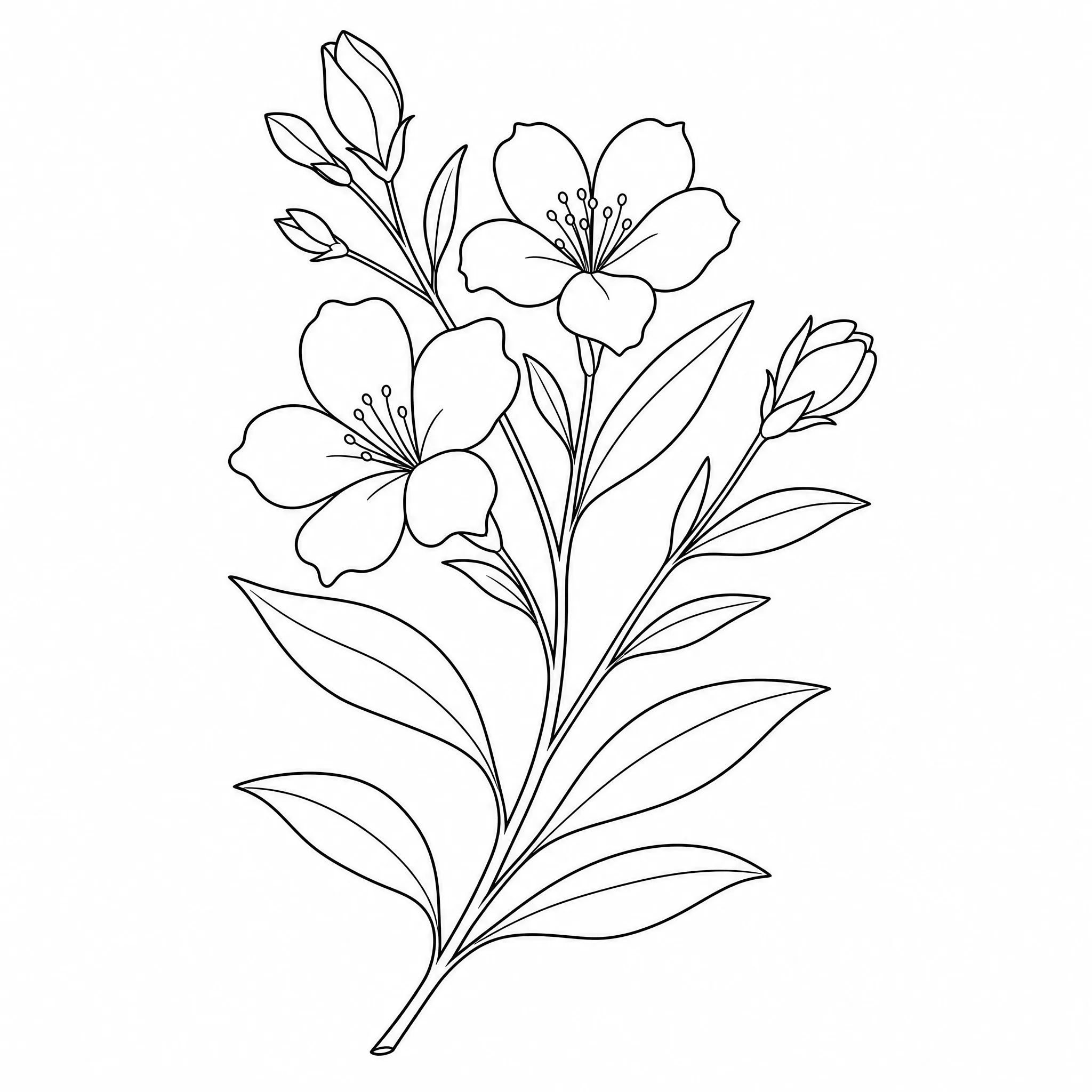 A fine-line botanical sprig created as a line art reference