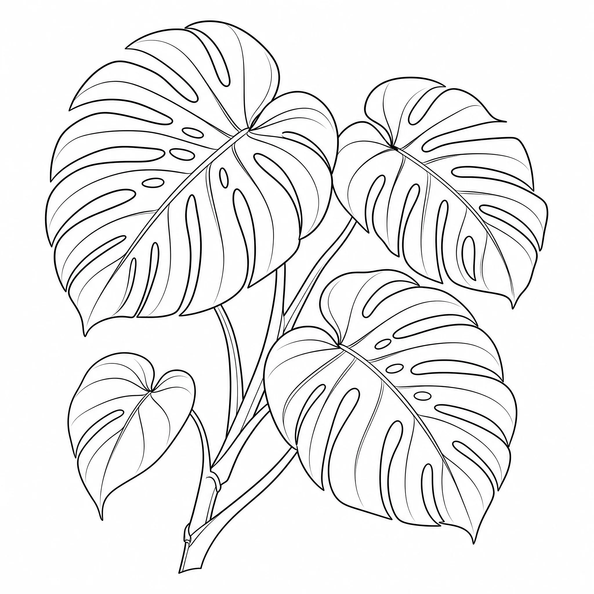 A botanical leaf study generated as fine-detail line art