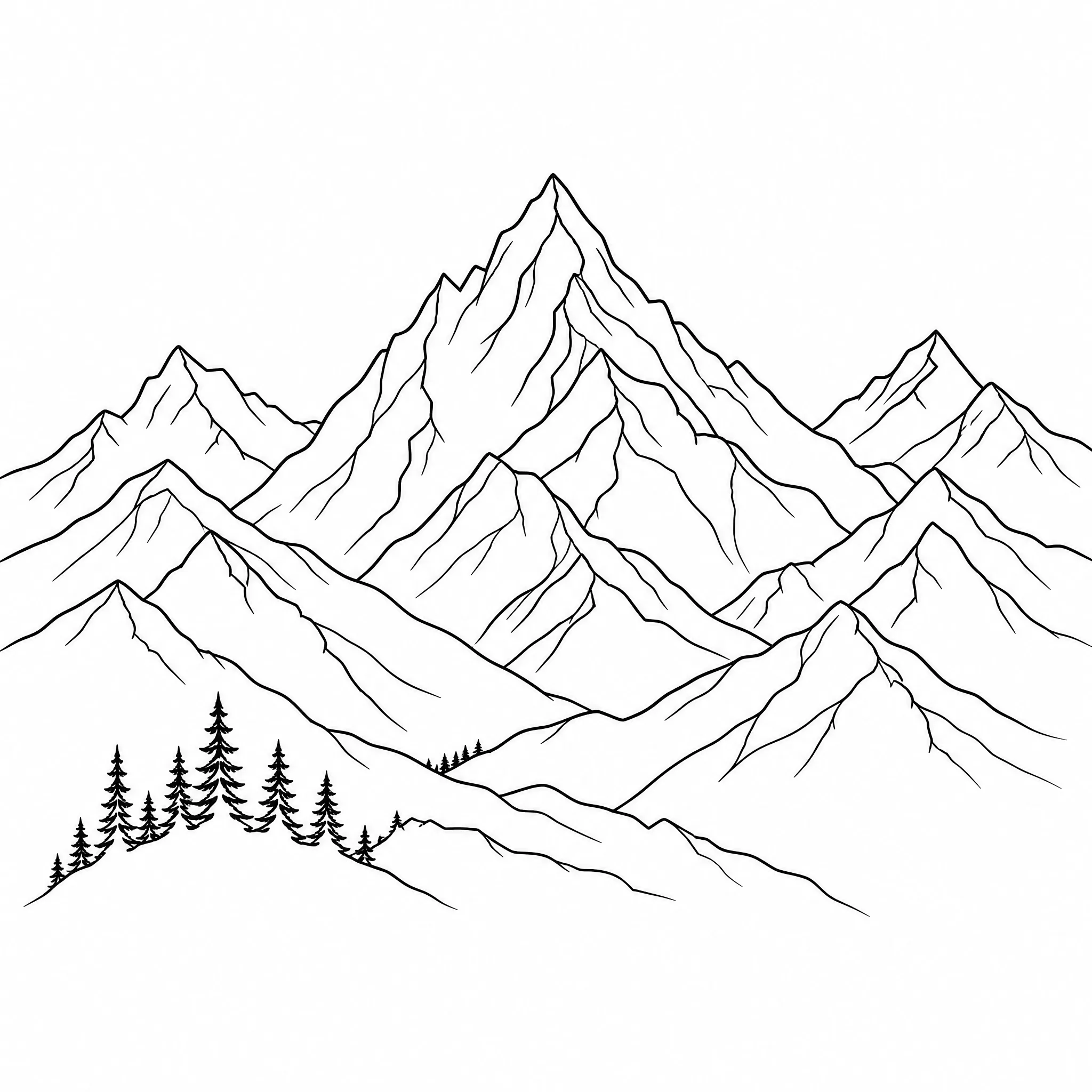 Minimalist line art of a mountain range generated from text