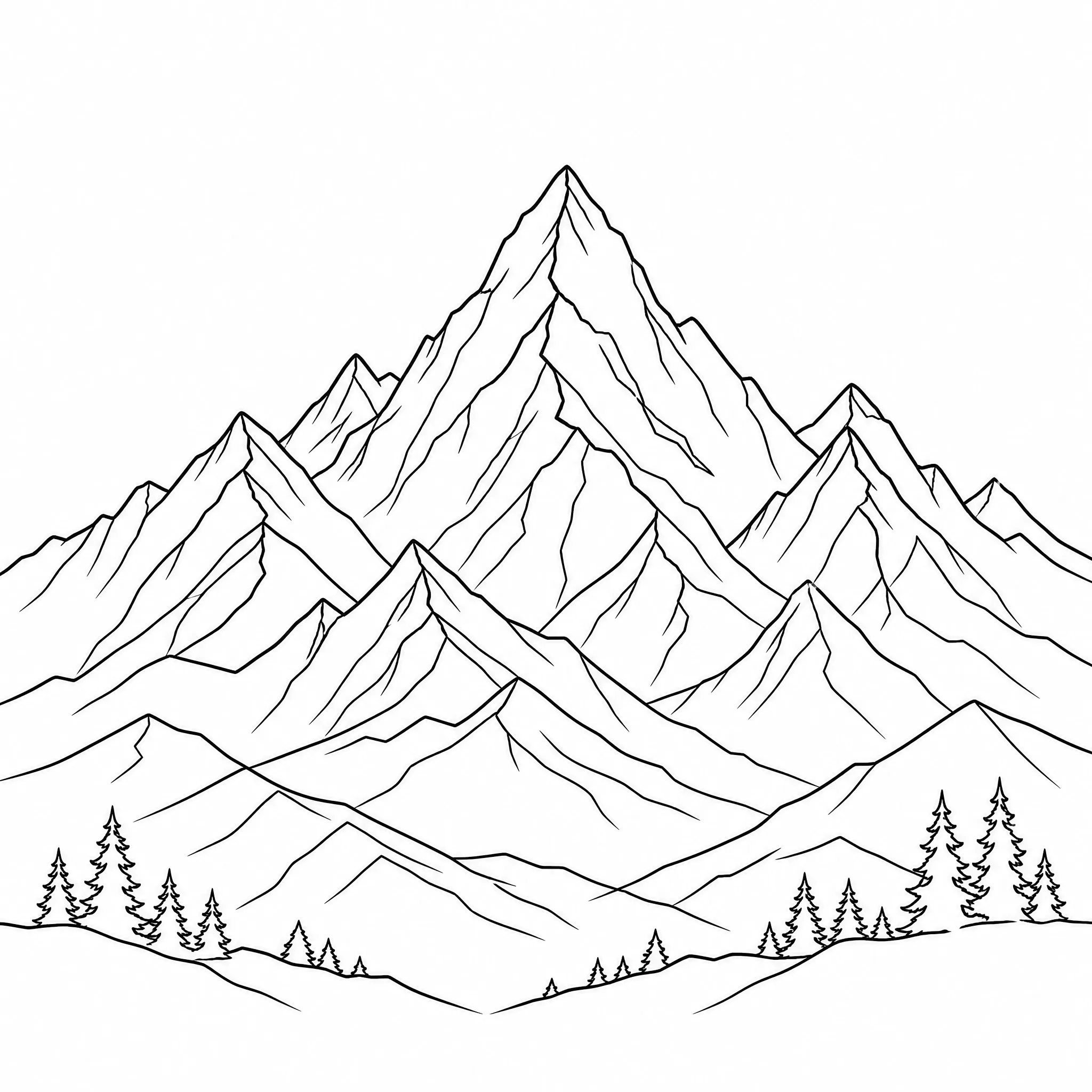 A minimalist line art poster of mountains for the wall